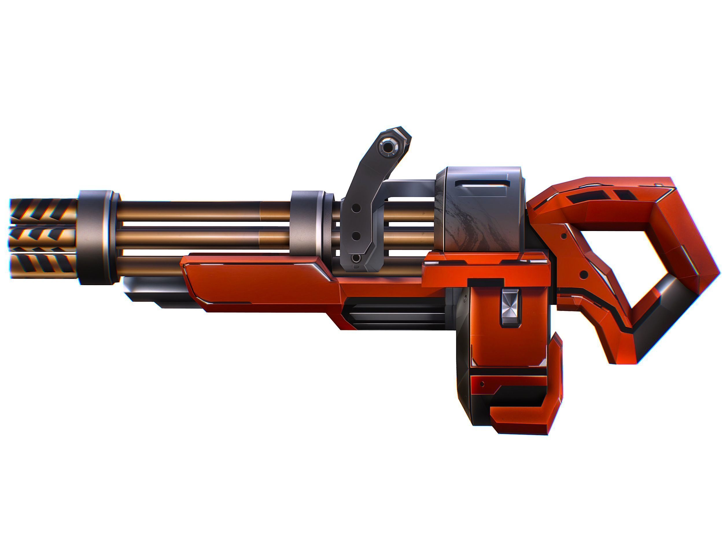 LowPoly Sci-Fi Assault Heavy Machne Gun Low-poly 3D model_8