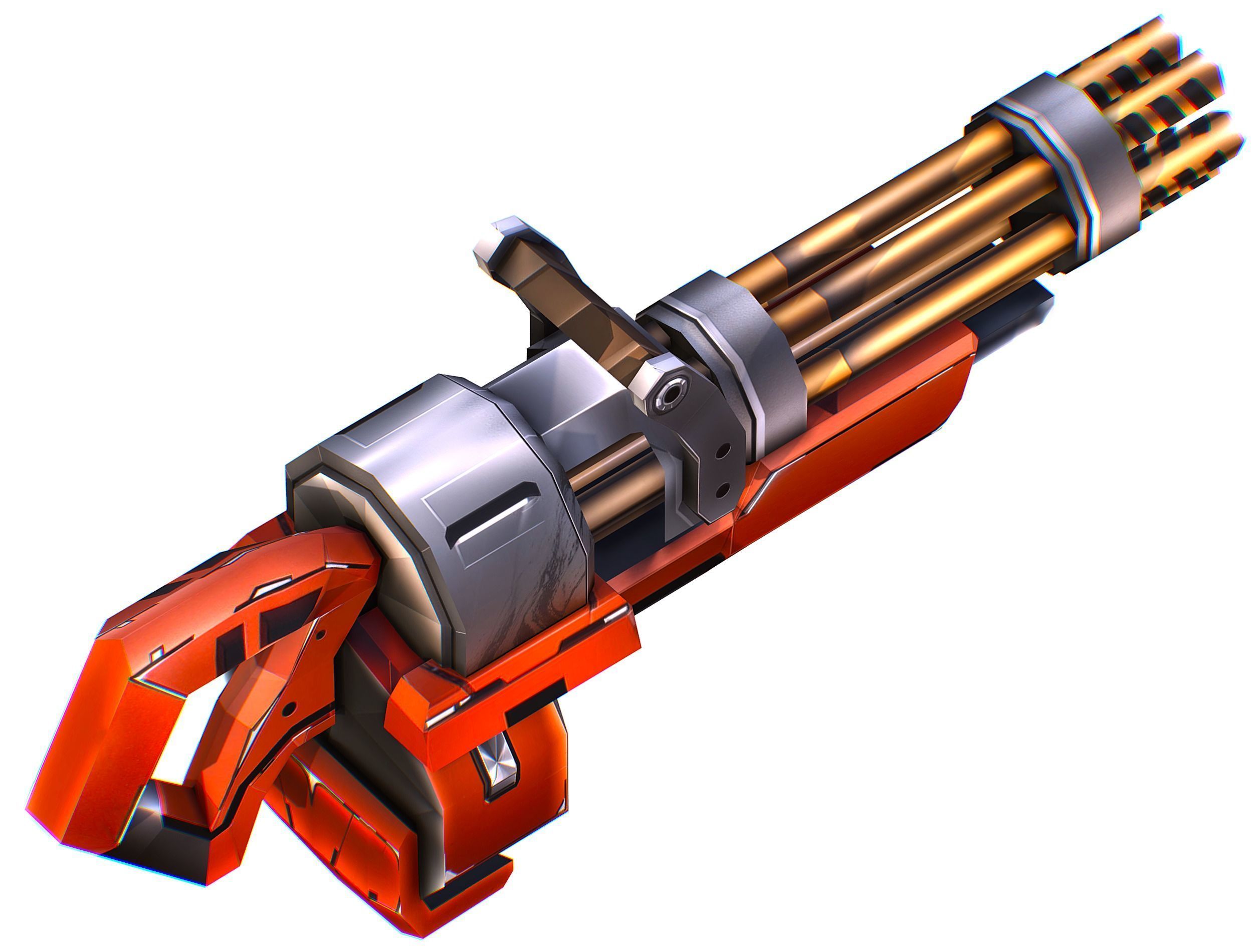 LowPoly Sci-Fi Assault Heavy Machne Gun Low-poly 3D model_20