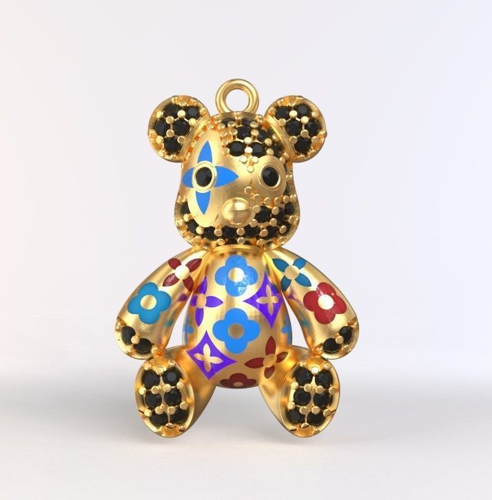 teddy pendant 3D print model_3