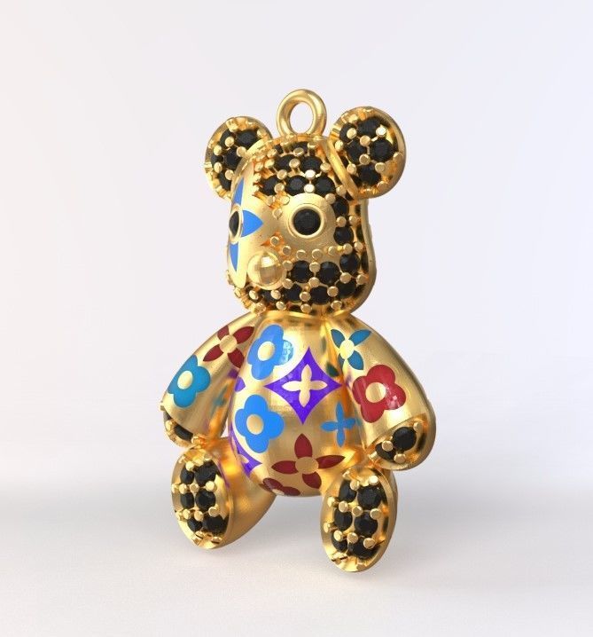 teddy pendant 3D print model_4