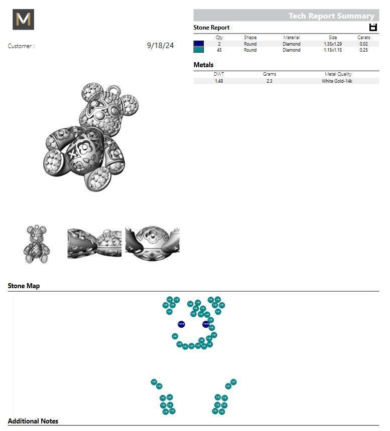 teddy pendant 3D print model_7