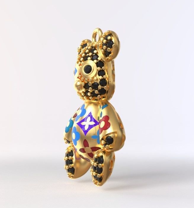 teddy pendant 3D print model_5
