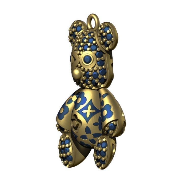 teddy pendant 3D print model_1