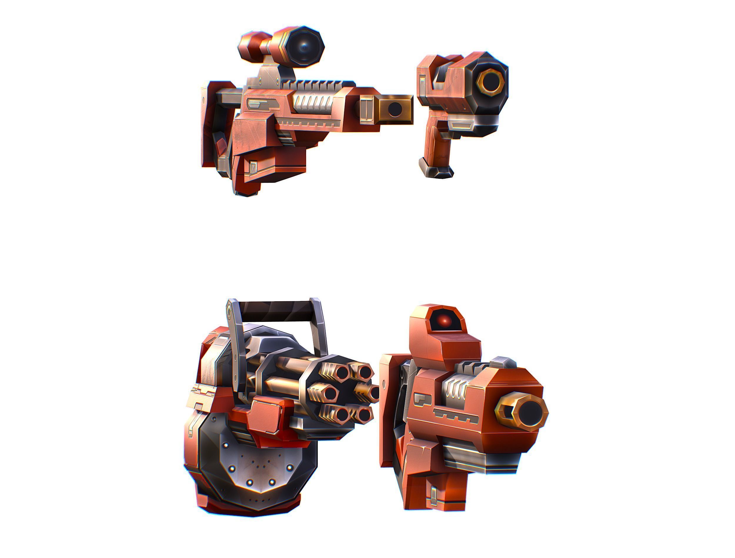 Weapons Set 4 Gun Pistol Assault rifle Sniper rifle machine gun 3D Model Collection_4