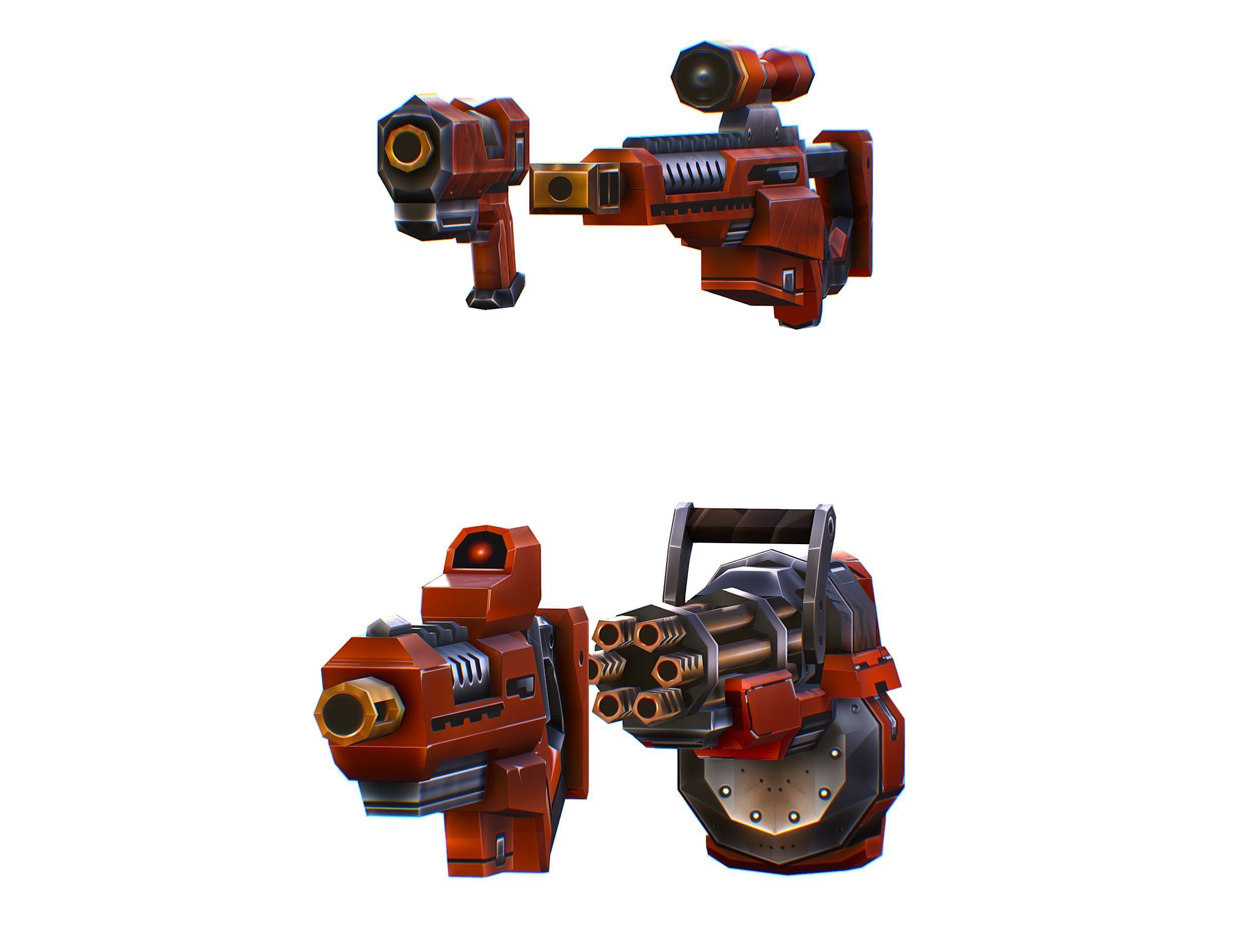 Weapons Set 4 Gun Pistol Assault rifle Sniper rifle machine gun 3D Model Collection_5