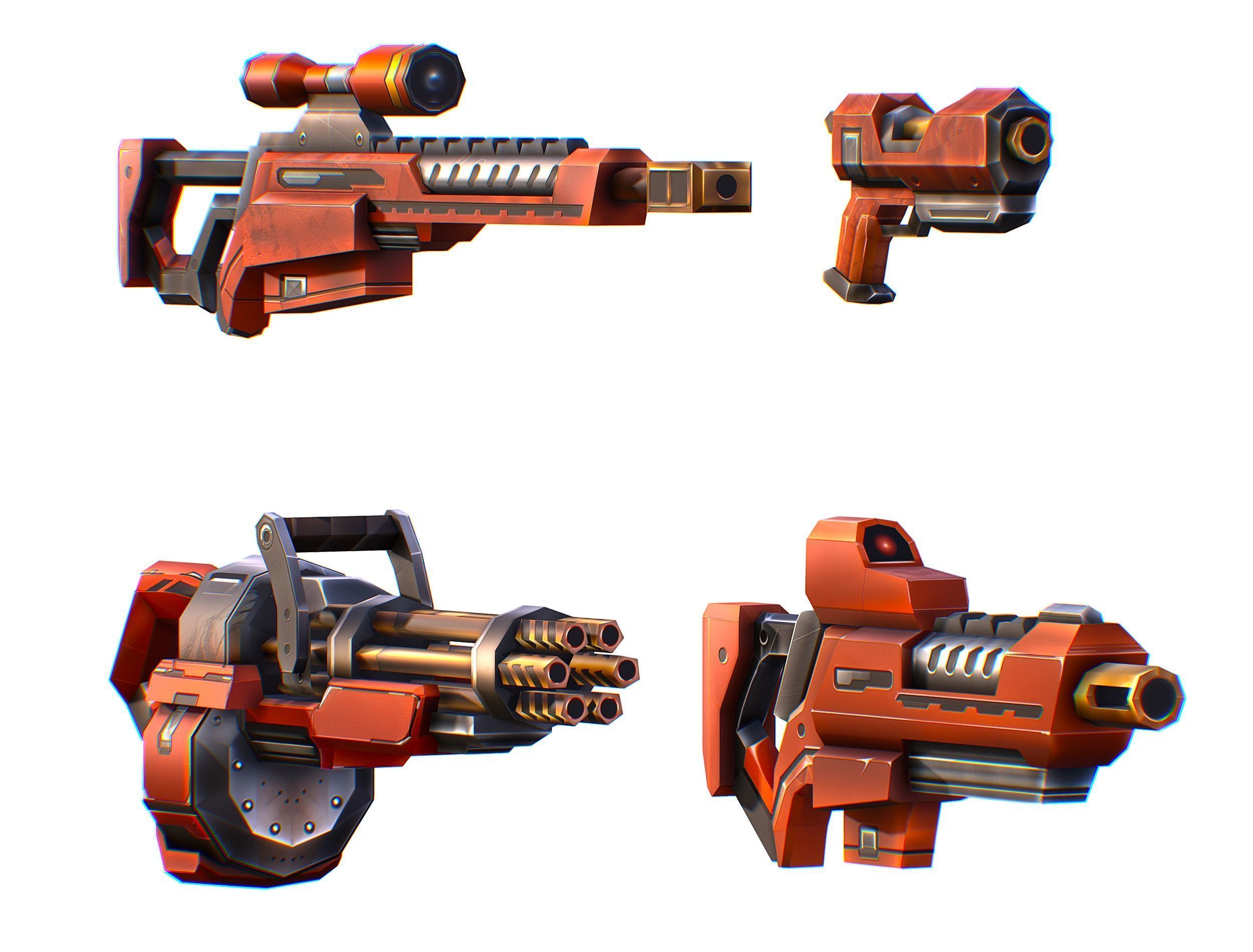 Weapons Set 4 Gun Pistol Assault rifle Sniper rifle machine gun 3D Model Collection_2