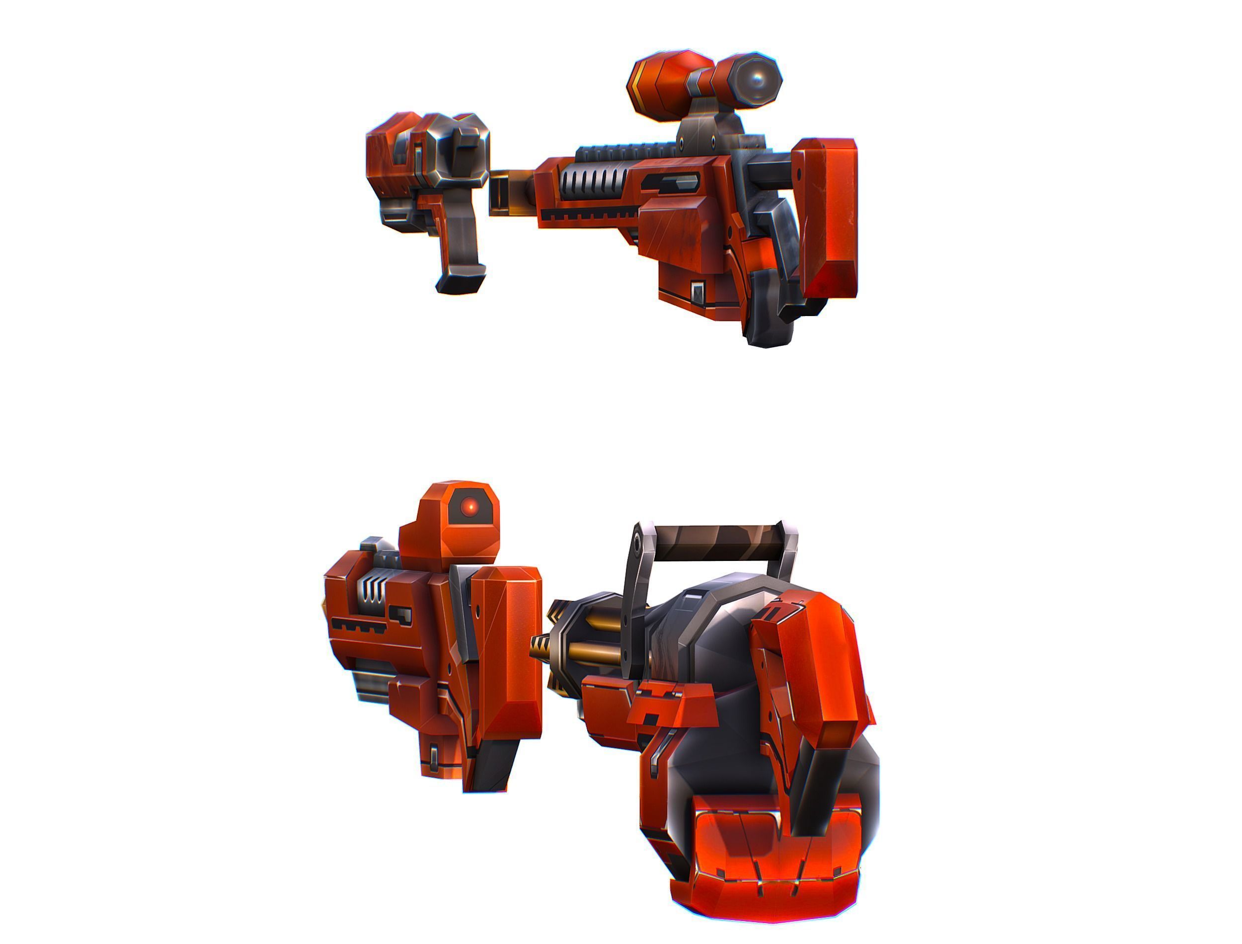 Weapons Set 4 Gun Pistol Assault rifle Sniper rifle machine gun 3D Model Collection_8