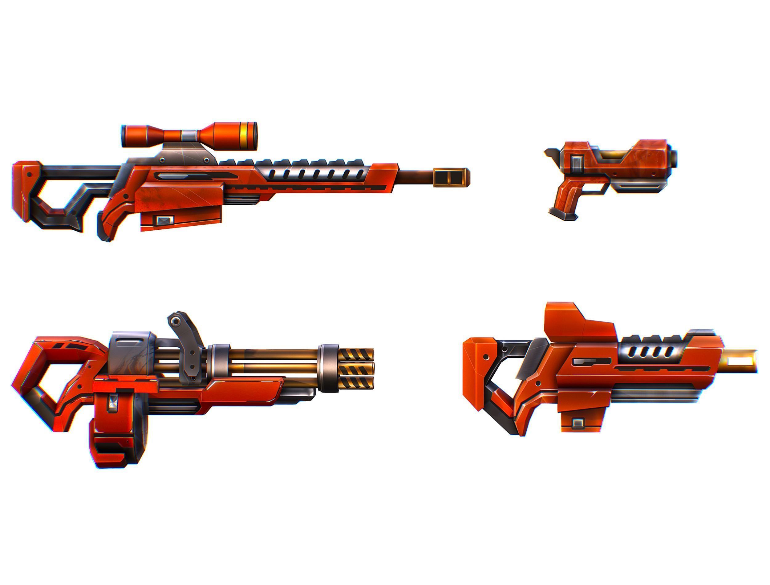 Weapons Set 4 Gun Pistol Assault rifle Sniper rifle machine gun 3D Model Collection_11