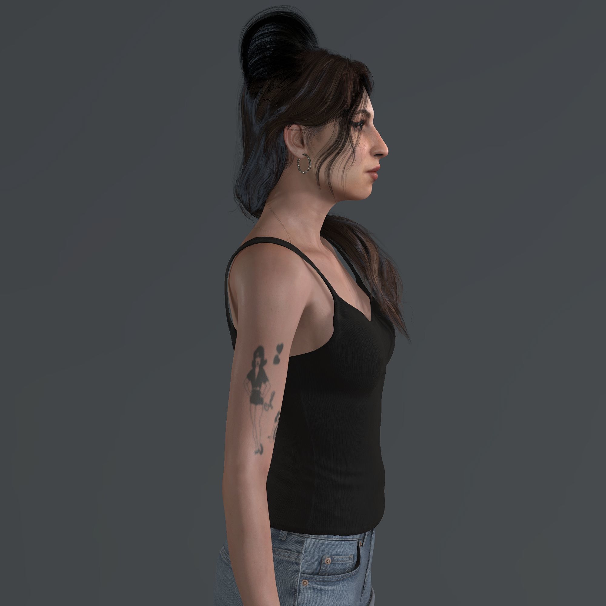 Amy Winehouse 3d model low-poly Low Low-poly 3D model_7