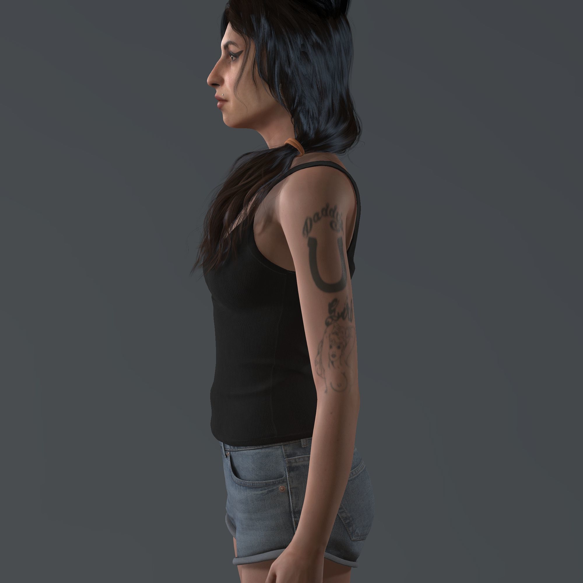 Amy Winehouse 3d model low-poly Low Low-poly 3D model_6