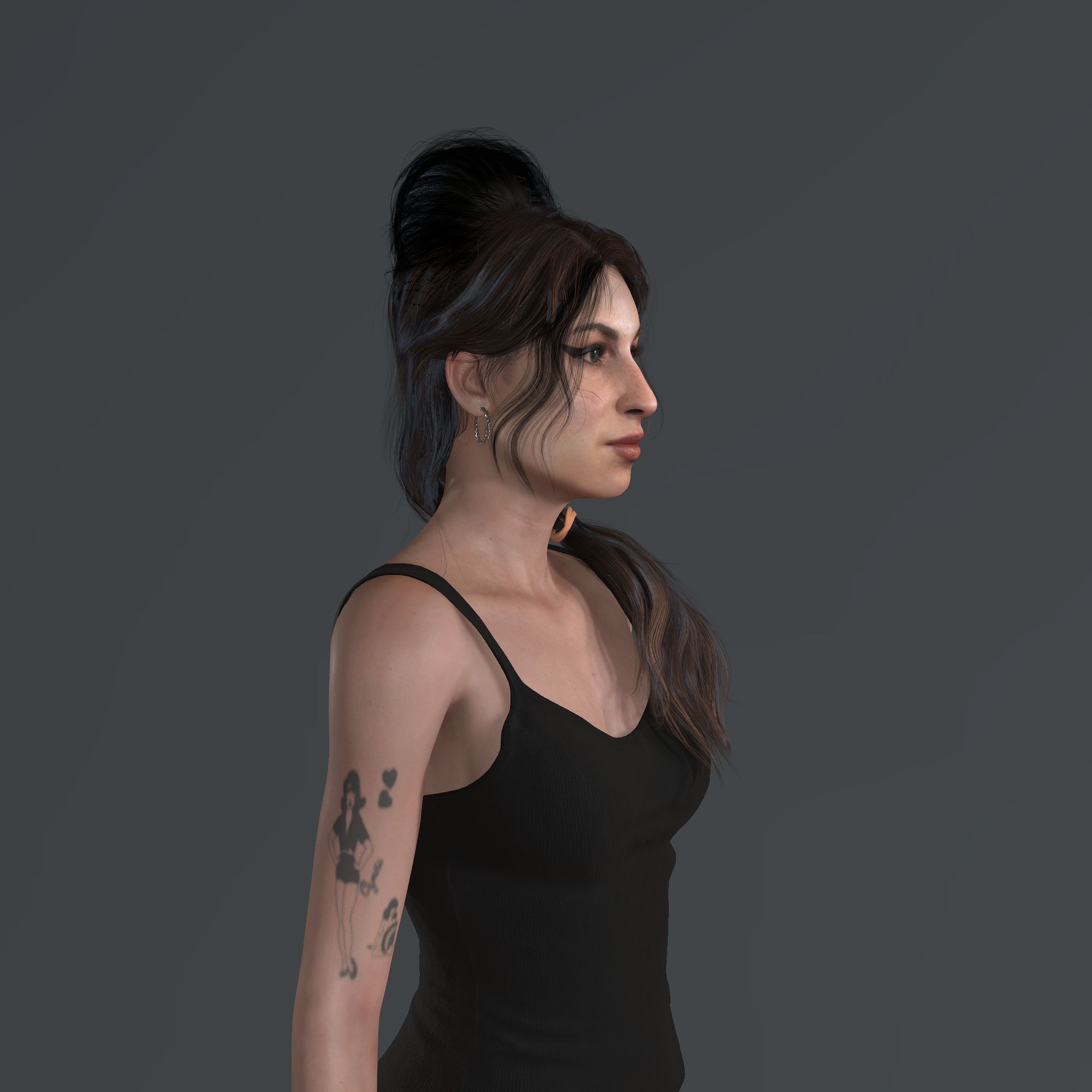 Amy Winehouse 3d model low-poly Low Low-poly 3D model_5