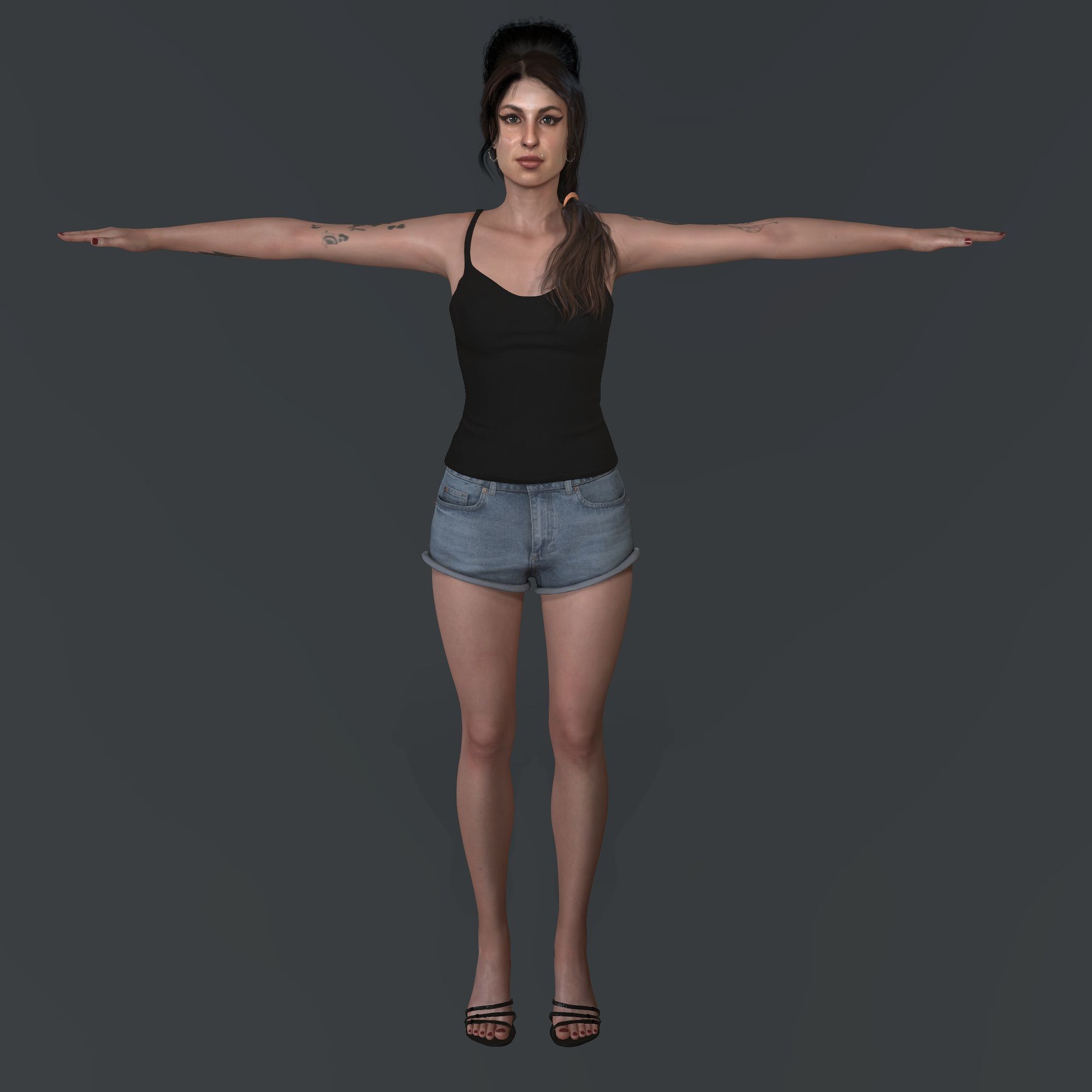 Amy Winehouse 3d model low-poly Low Low-poly 3D model_13