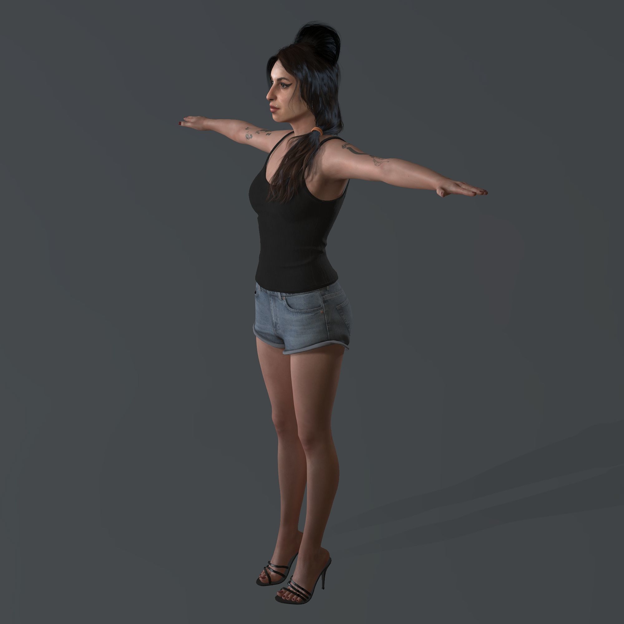 Amy Winehouse 3d model low-poly Low Low-poly 3D model_11