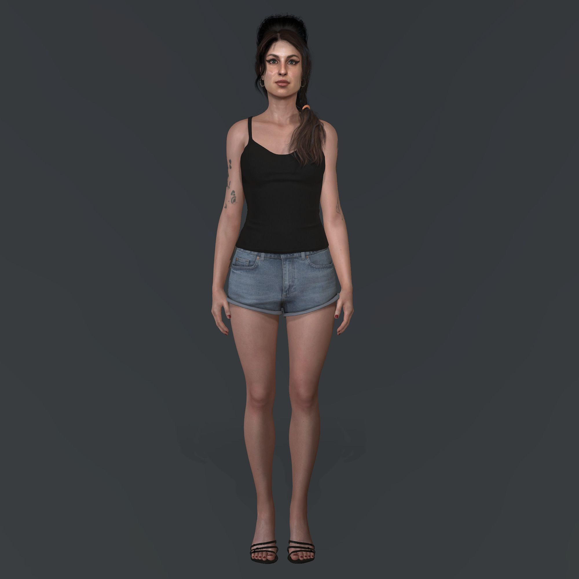 Amy Winehouse 3d model low-poly Low Low-poly 3D model_10