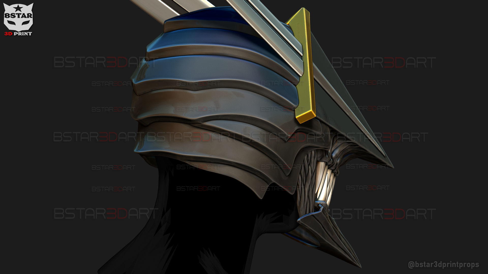 Long Sword Devil Helmet - Chainsaw Man Cosplay 3D print model_12