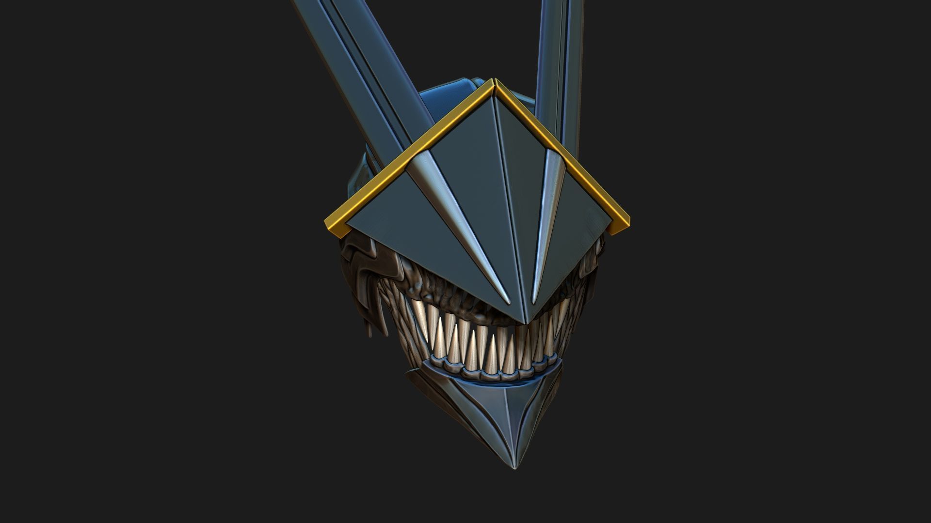 Long Sword Devil Helmet - Chainsaw Man Cosplay 3D print model_27