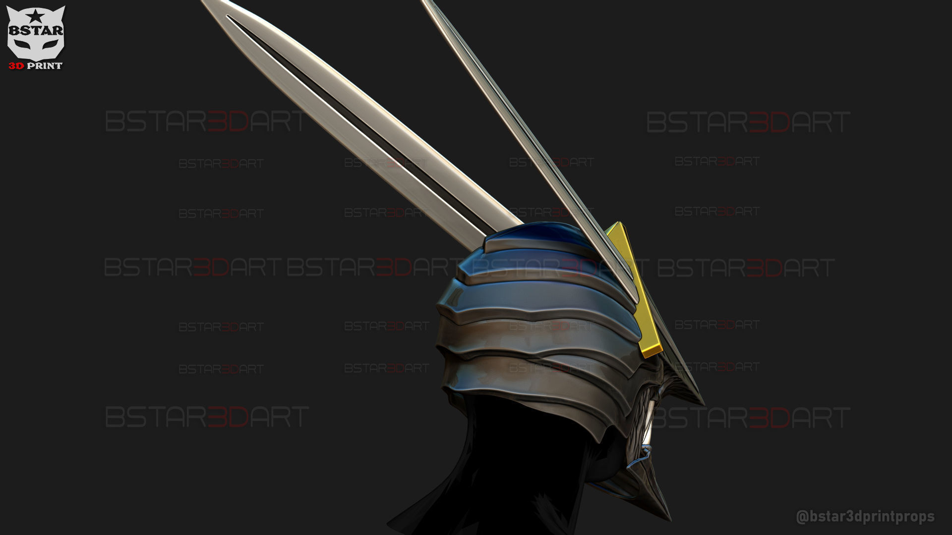 Long Sword Devil Helmet - Chainsaw Man Cosplay 3D print model_8