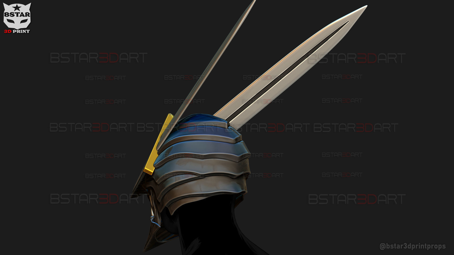 Long Sword Devil Helmet - Chainsaw Man Cosplay 3D print model_6
