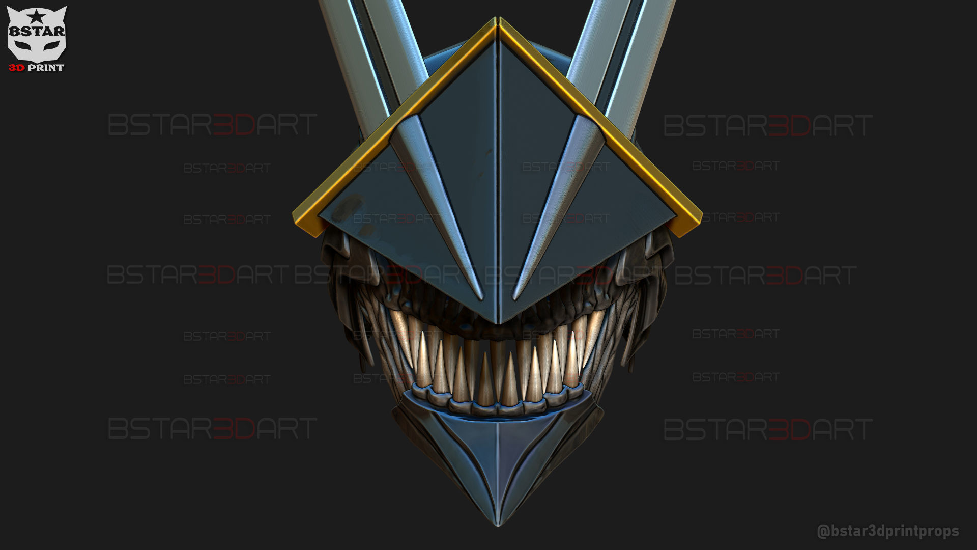 Long Sword Devil Helmet - Chainsaw Man Cosplay 3D print model_14