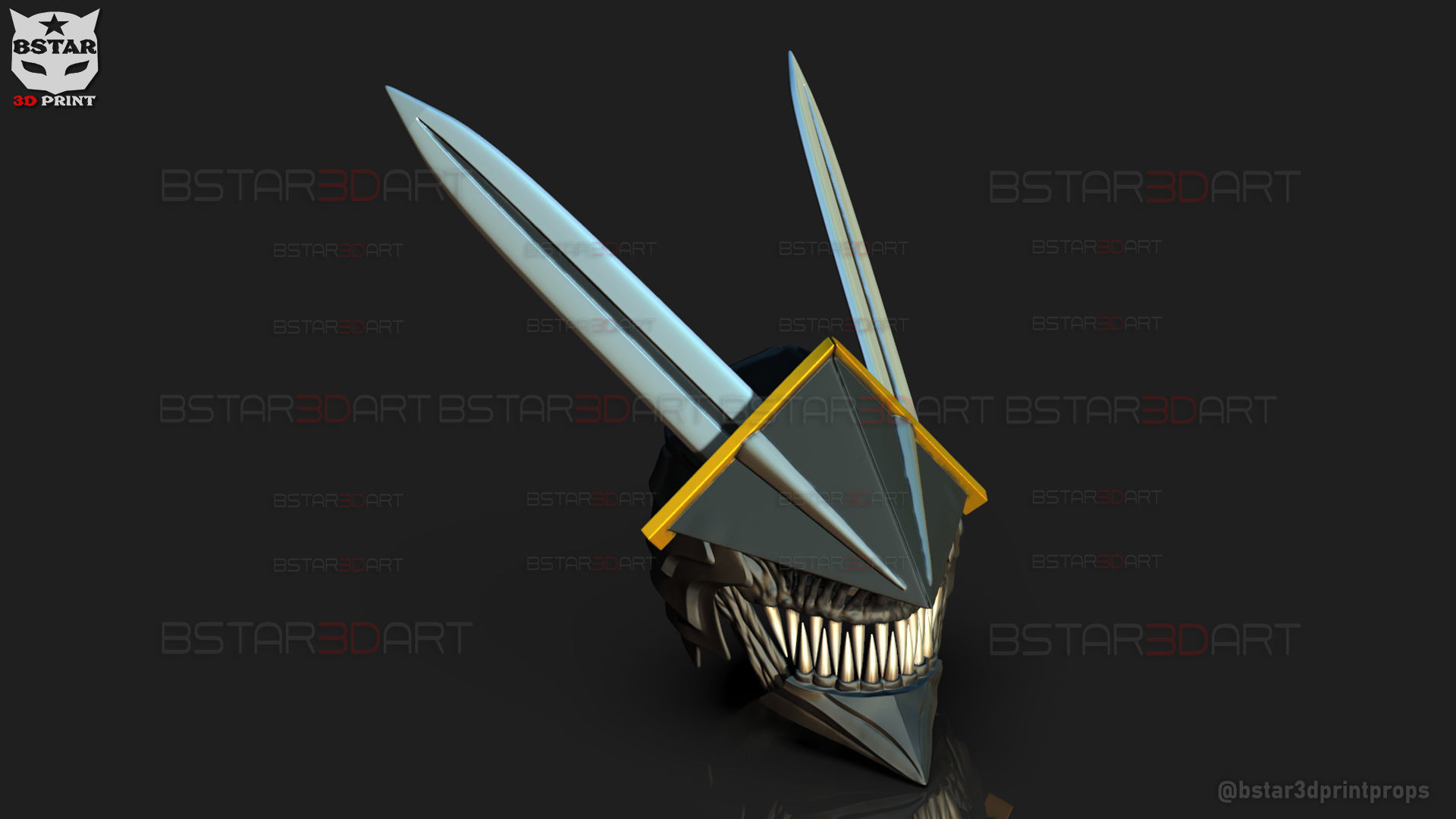Long Sword Devil Helmet - Chainsaw Man Cosplay 3D print model_3