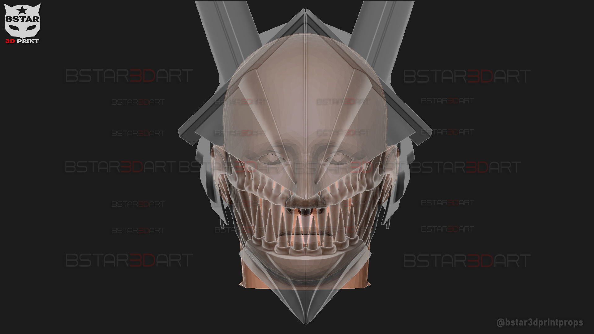 Long Sword Devil Helmet - Chainsaw Man Cosplay 3D print model_24