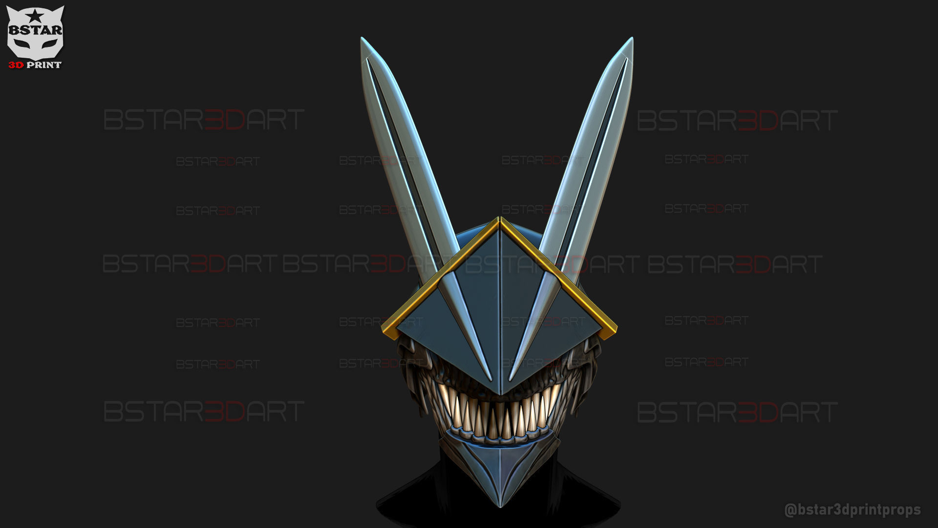 Long Sword Devil Helmet - Chainsaw Man Cosplay 3D print model_4