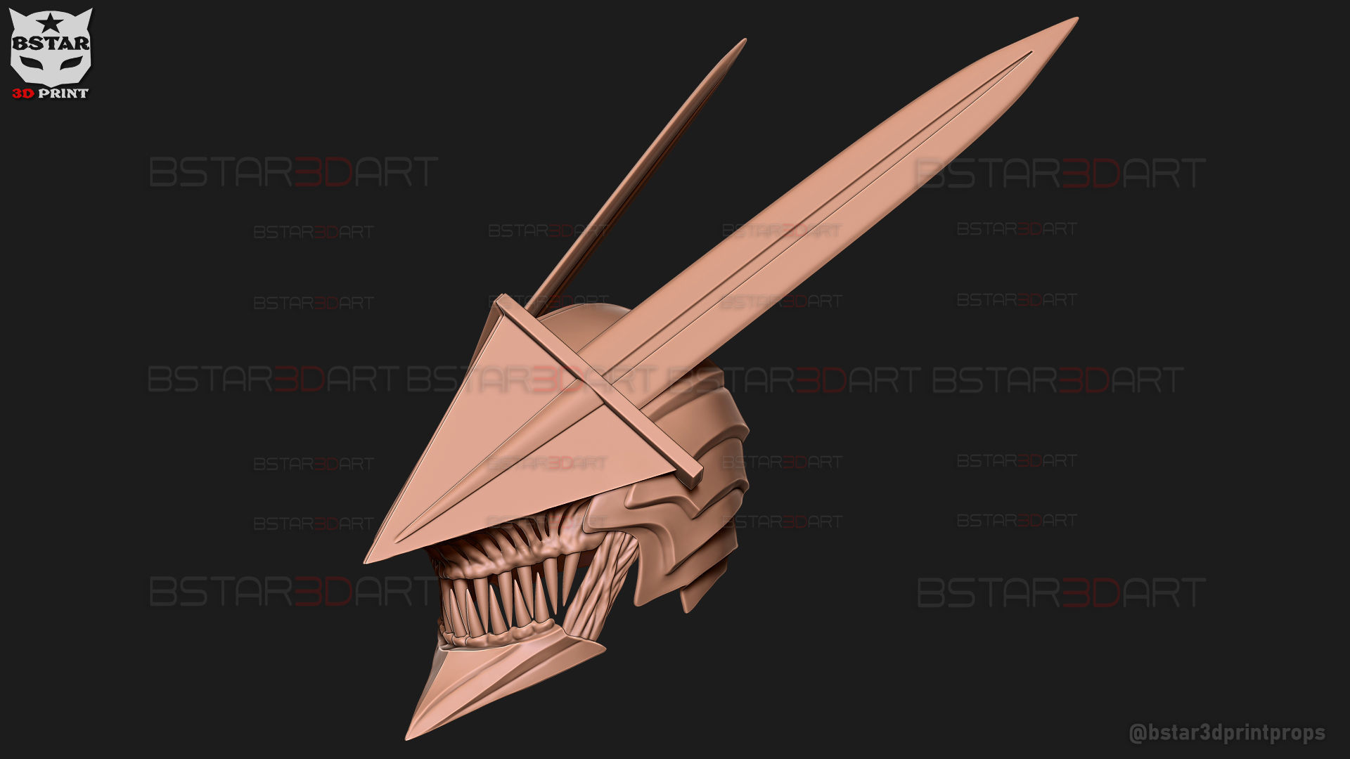 Long Sword Devil Helmet - Chainsaw Man Cosplay 3D print model_17