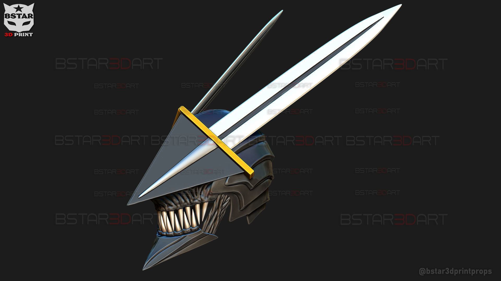 Long Sword Devil Helmet - Chainsaw Man Cosplay 3D print model_13