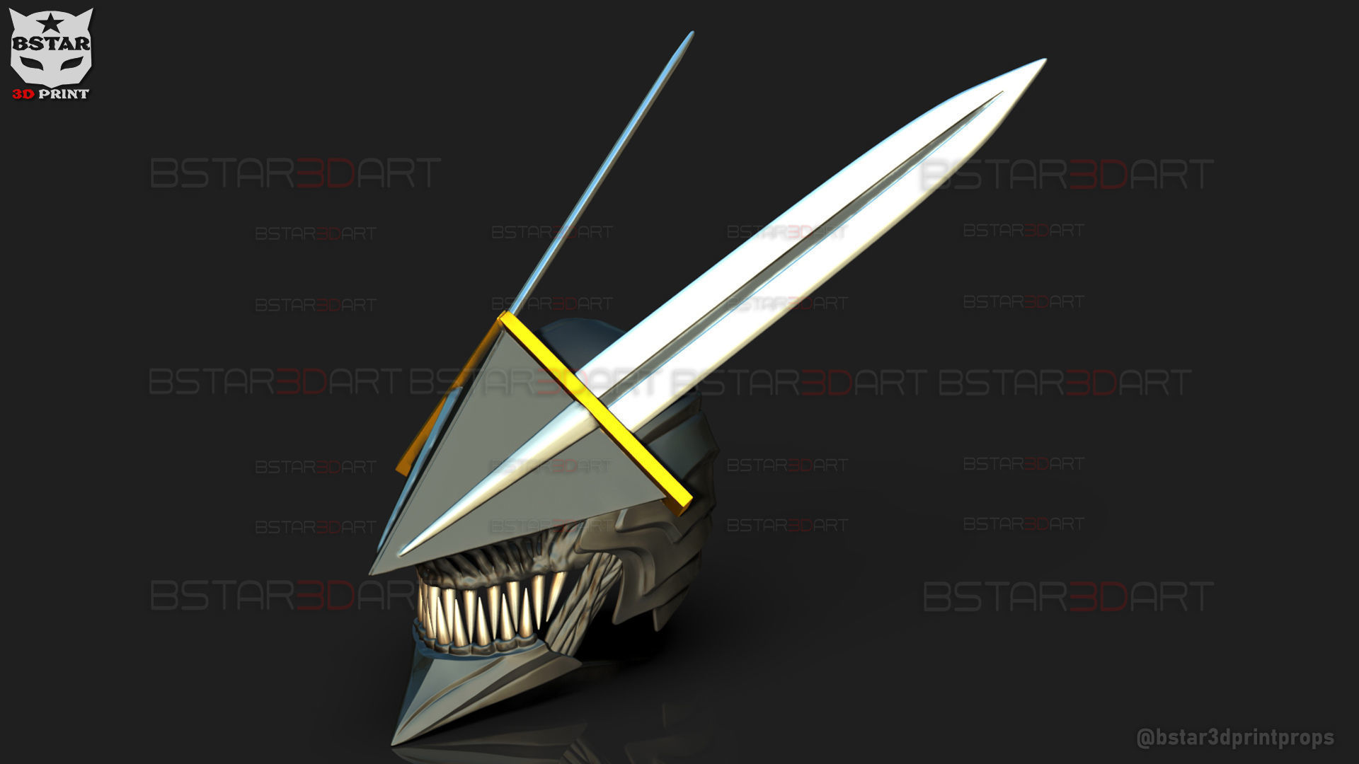 Long Sword Devil Helmet - Chainsaw Man Cosplay 3D print model_1