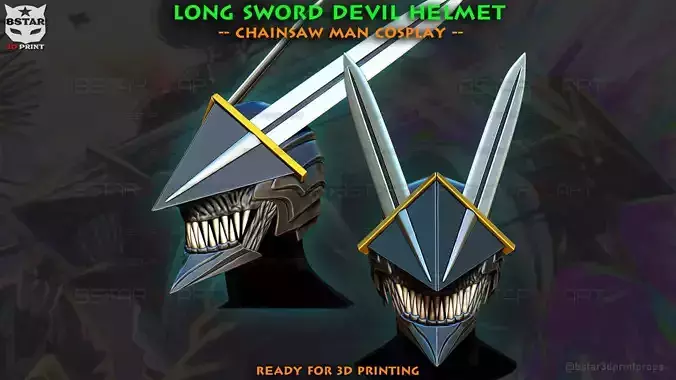 Long Sword Devil Helmet - Chainsaw Man Cosplay 3D print model Long Sword Devil Helmet - Chainsaw Man Cosplay 3D print model