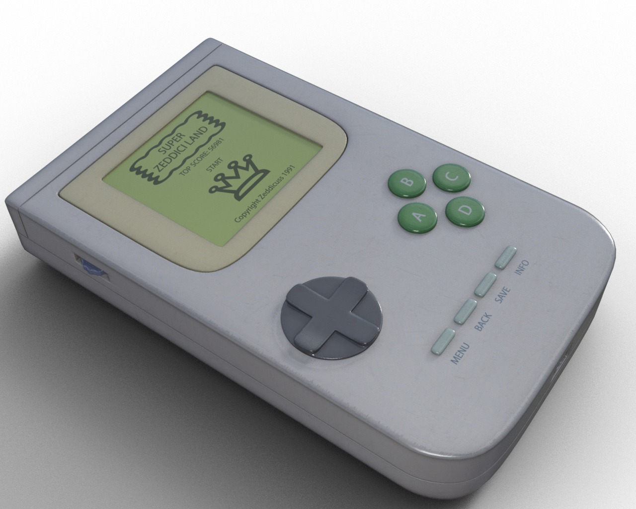 Old 90s Gadgets Mobile Phone Hand Held Gaming Device Digital Pet Low-poly 3D model_7