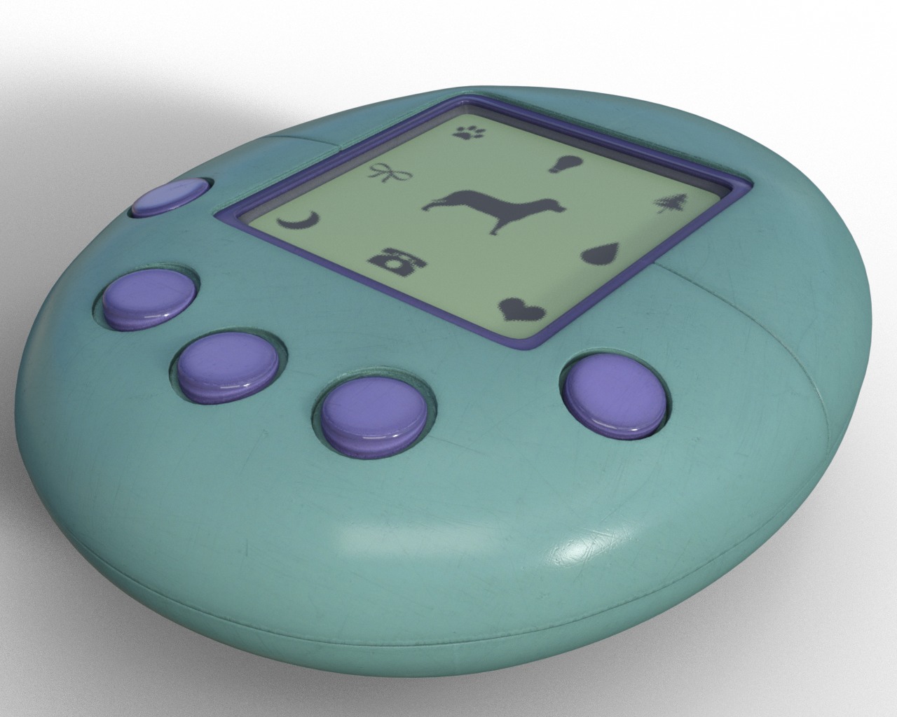 Old 90s Gadgets Mobile Phone Hand Held Gaming Device Digital Pet Low-poly 3D model_13