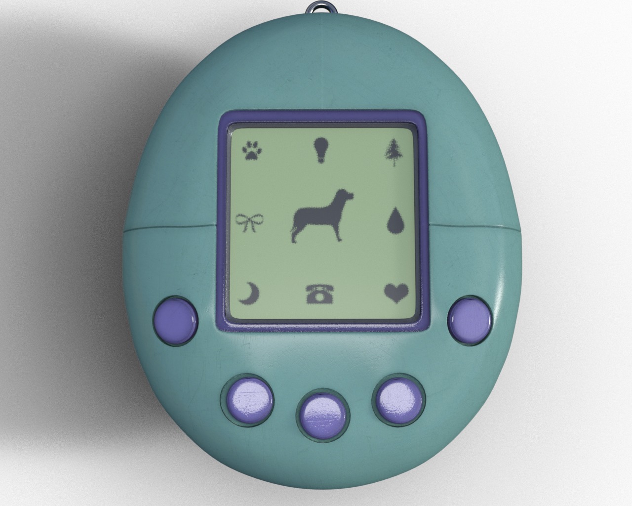 Old 90s Gadgets Mobile Phone Hand Held Gaming Device Digital Pet Low-poly 3D model_2