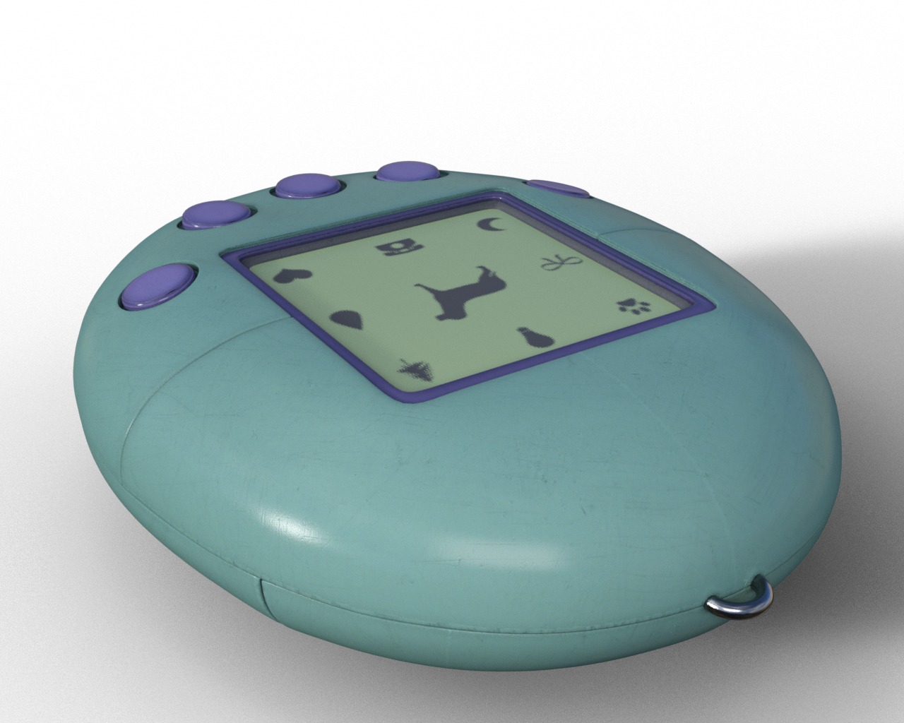 Old 90s Gadgets Mobile Phone Hand Held Gaming Device Digital Pet Low-poly 3D model_12