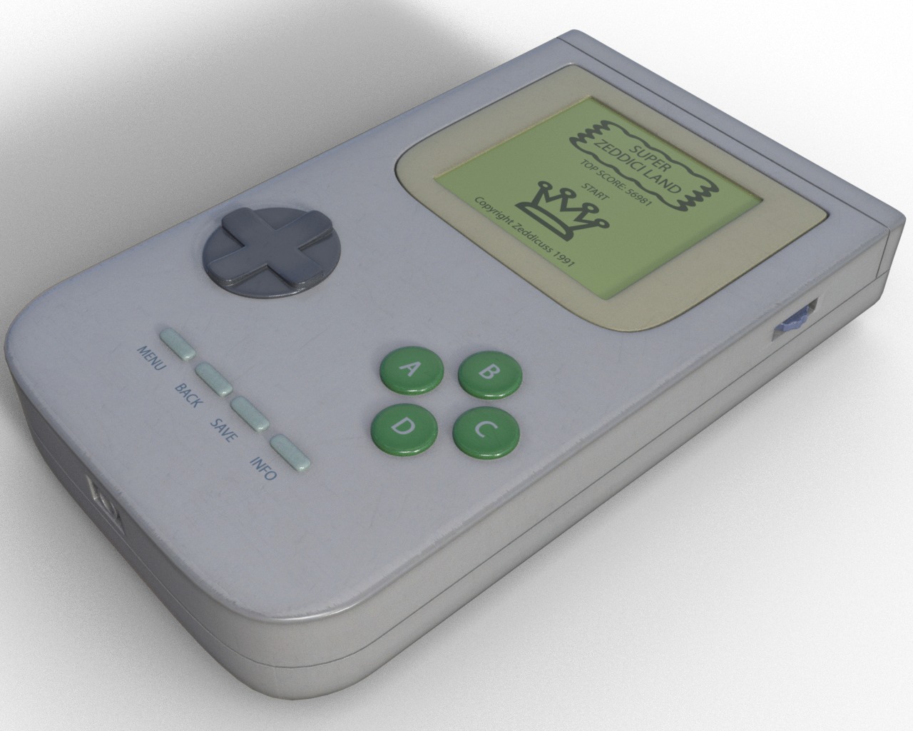 Old 90s Gadgets Mobile Phone Hand Held Gaming Device Digital Pet Low-poly 3D model_6