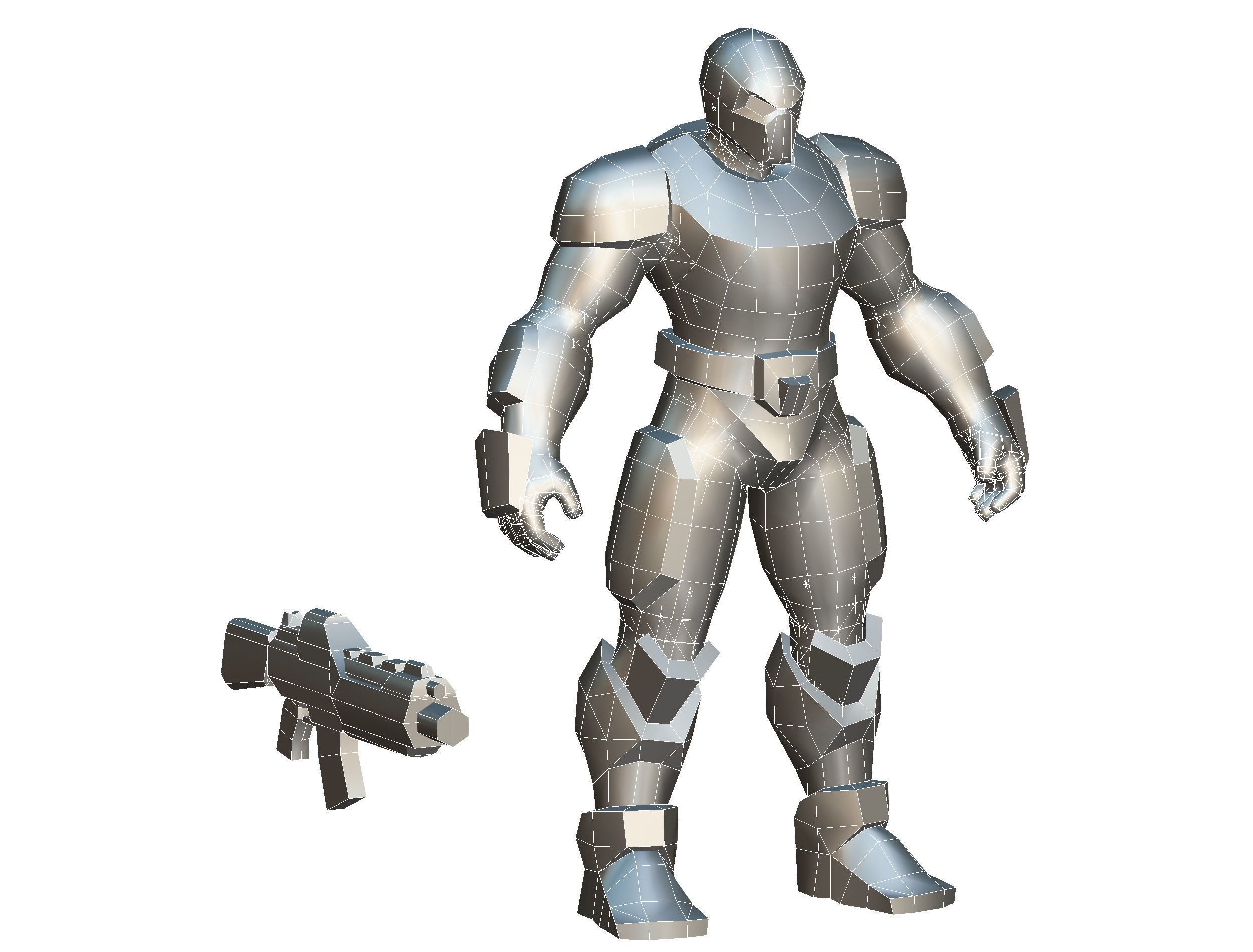 Cartoon Sci-Fi Cyborg Drone Trooper Bandit Low-poly 3D model_52