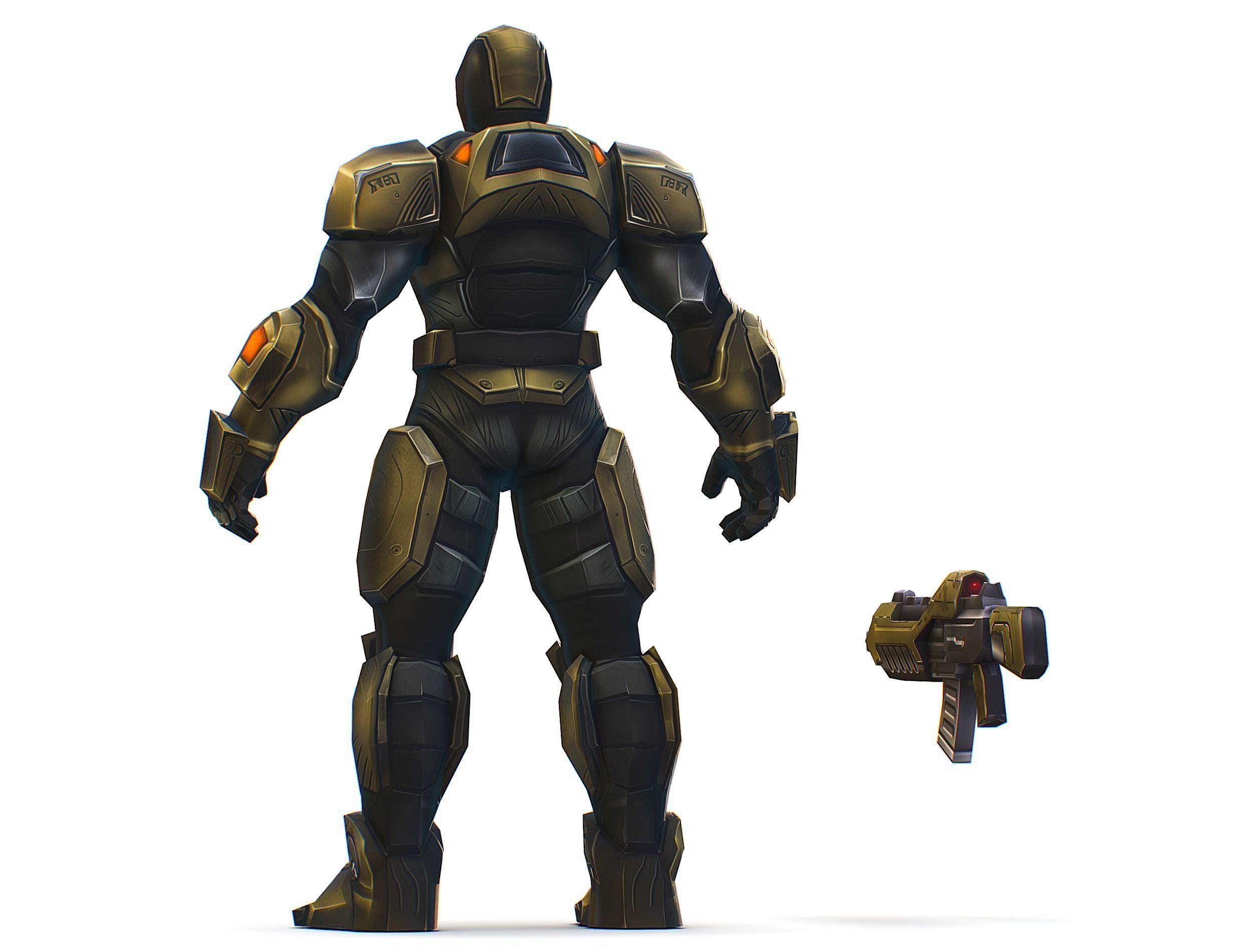 Cartoon Sci-Fi Cyborg Drone Trooper Bandit Low-poly 3D model_9