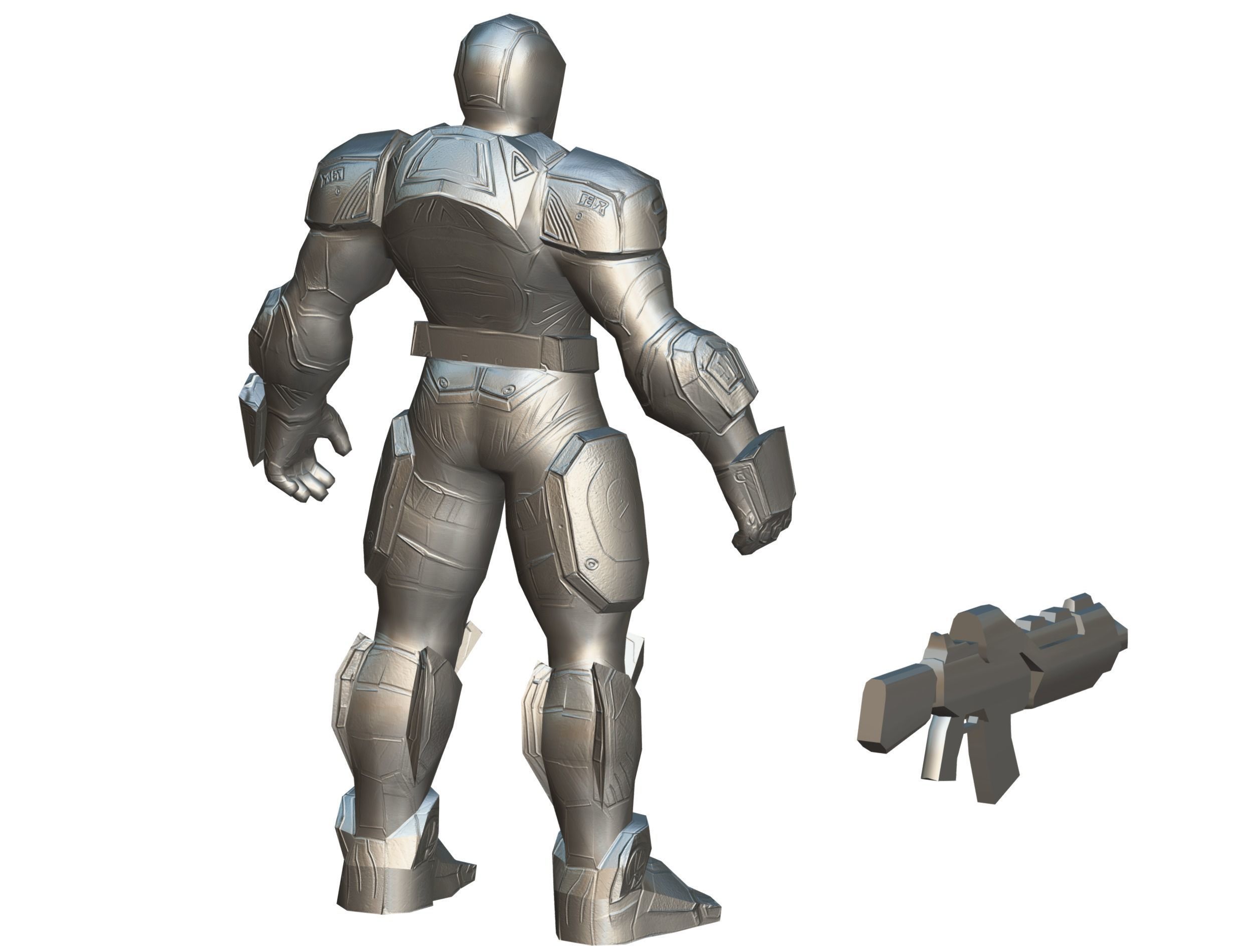 Cartoon Sci-Fi Cyborg Drone Trooper Bandit Low-poly 3D model_57