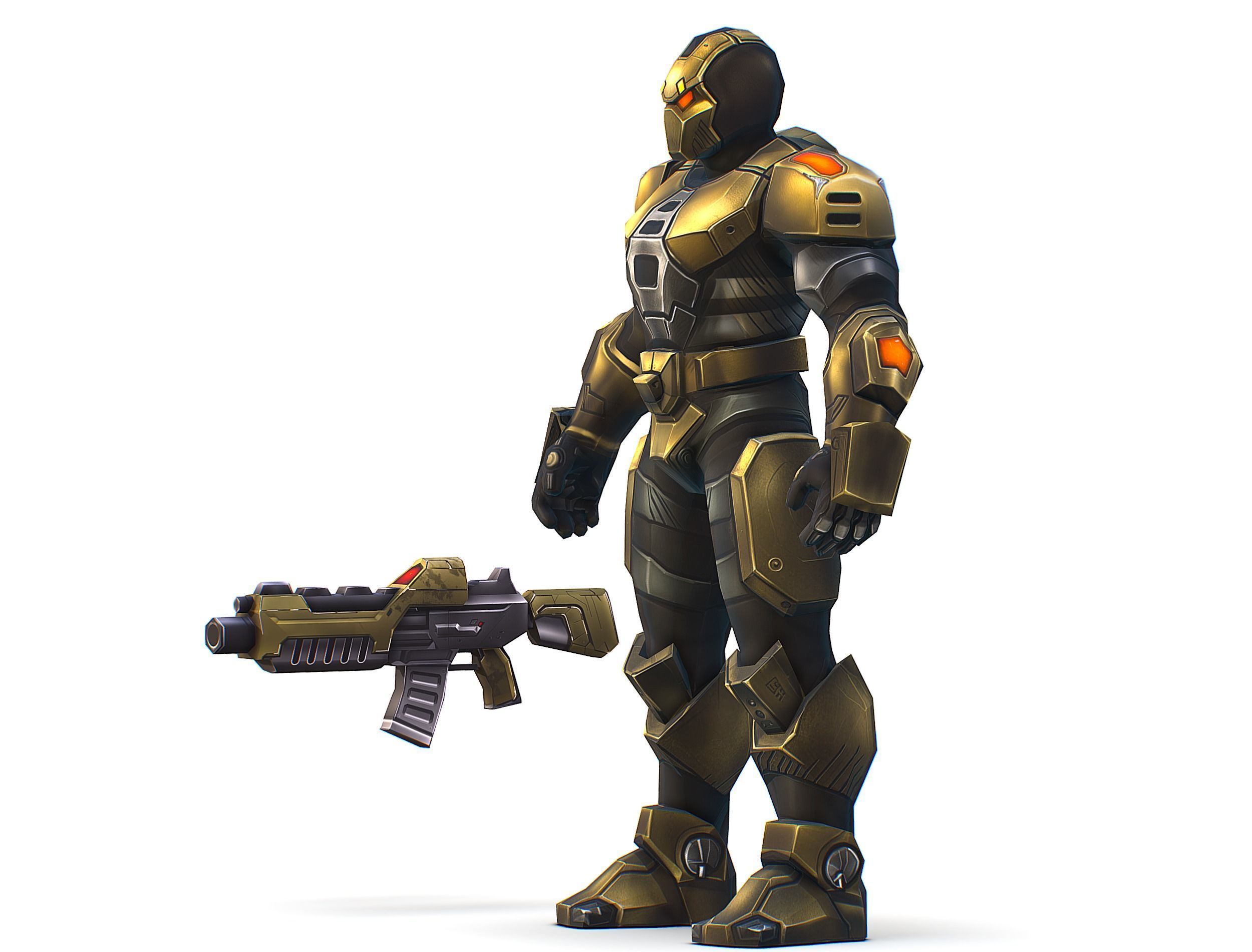 Cartoon Sci-Fi Cyborg Drone Trooper Bandit Low-poly 3D model_4