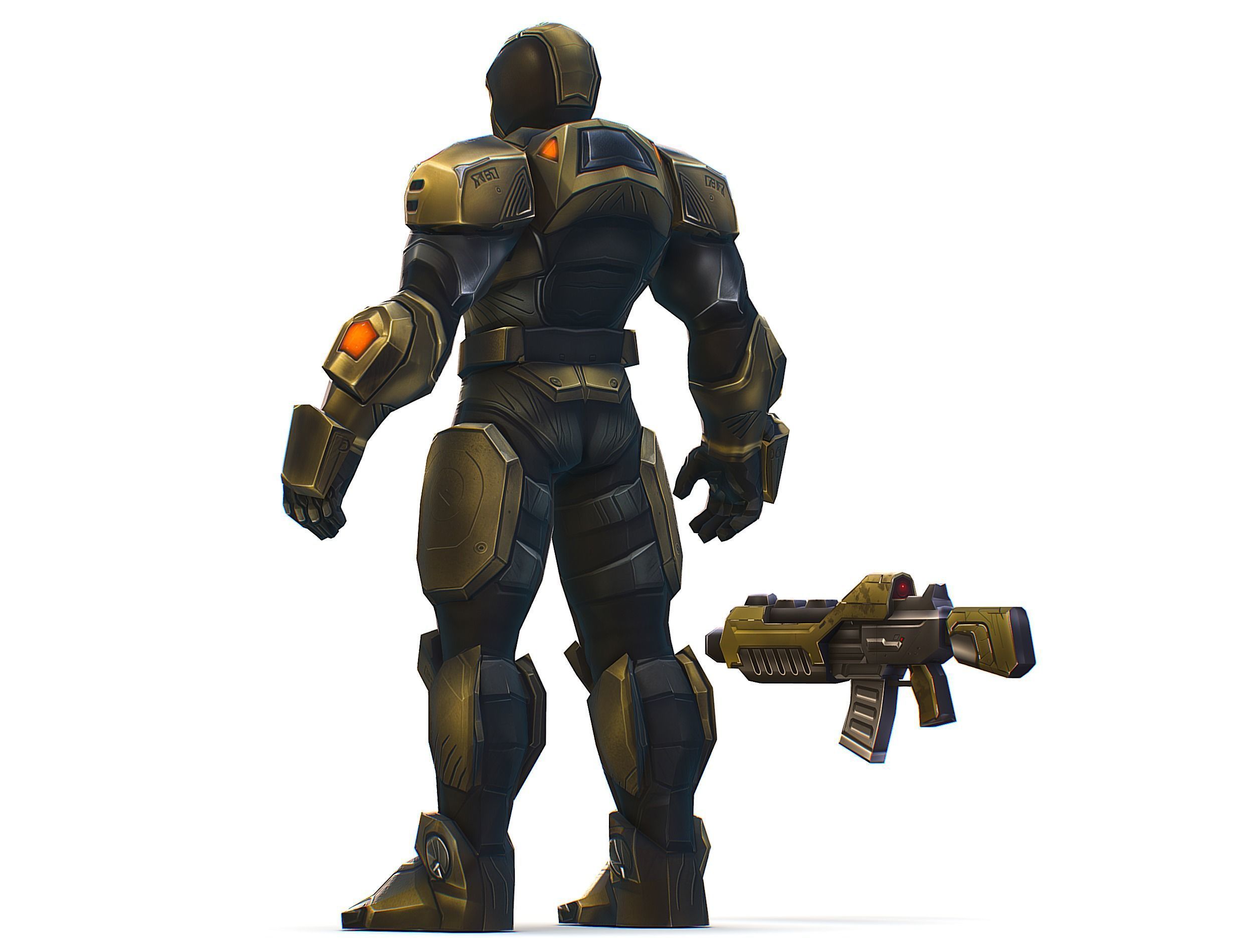 Cartoon Sci-Fi Cyborg Drone Trooper Bandit Low-poly 3D model_8