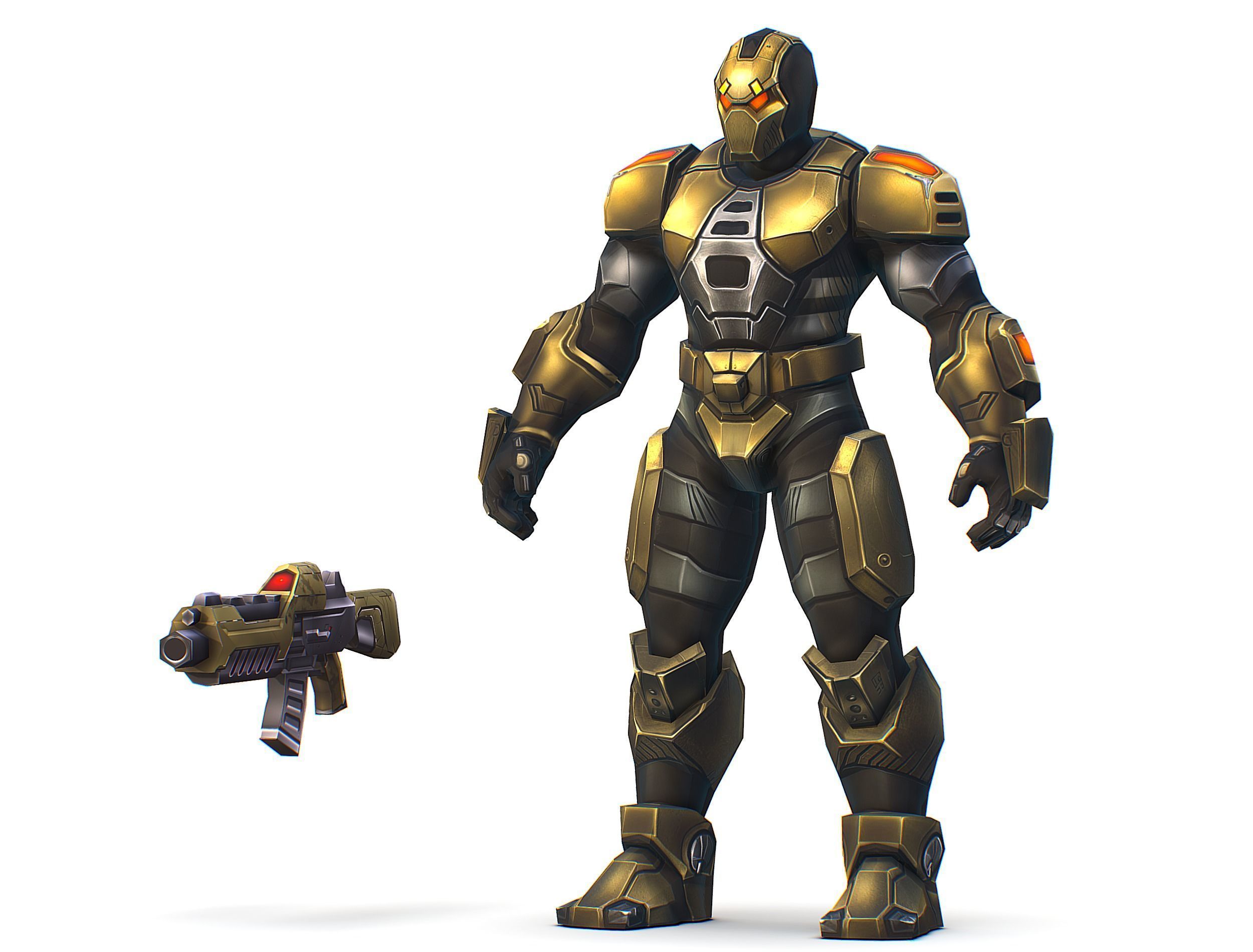 Cartoon Sci-Fi Cyborg Drone Trooper Bandit Low-poly 3D model_2