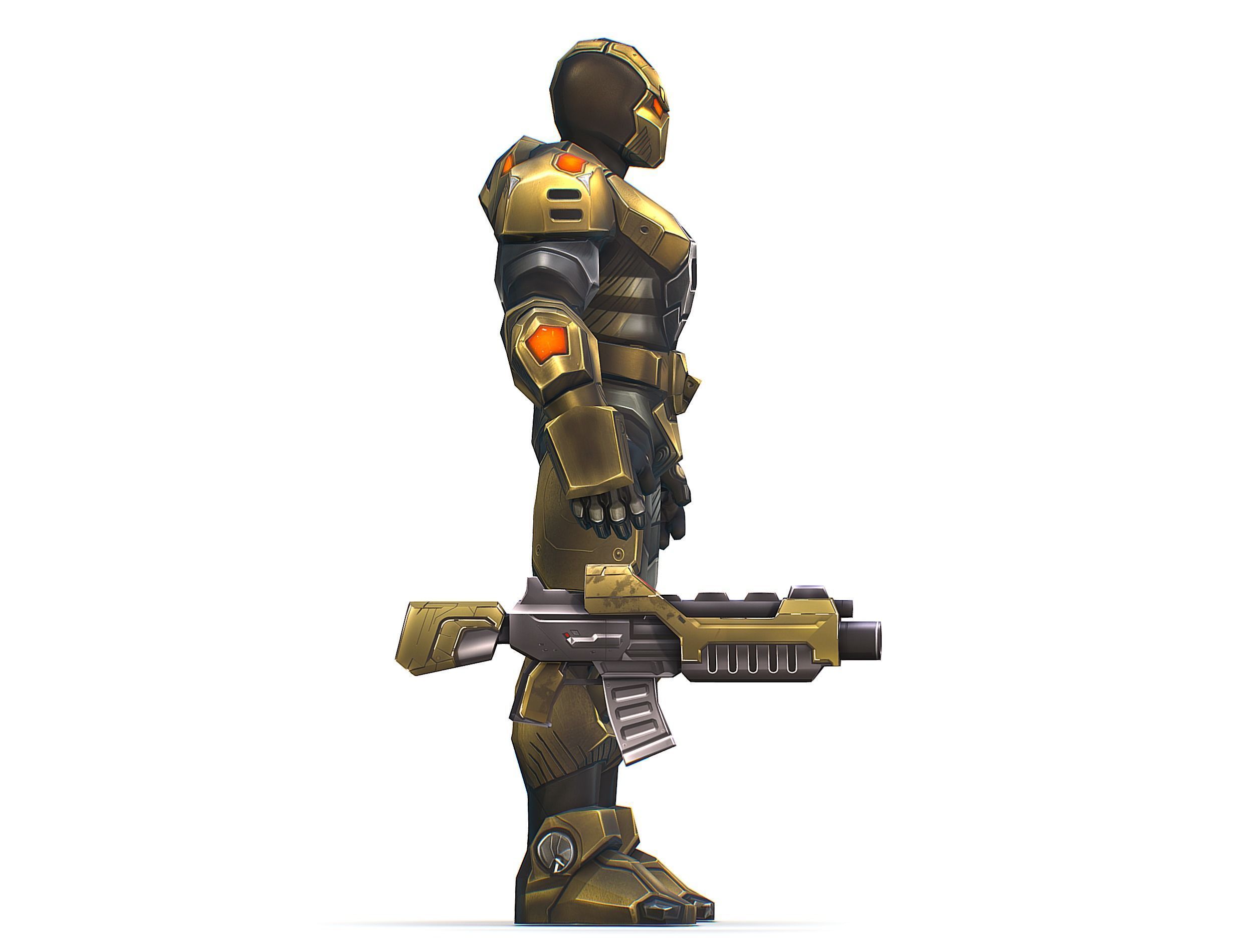 Cartoon Sci-Fi Cyborg Drone Trooper Bandit Low-poly 3D model_12