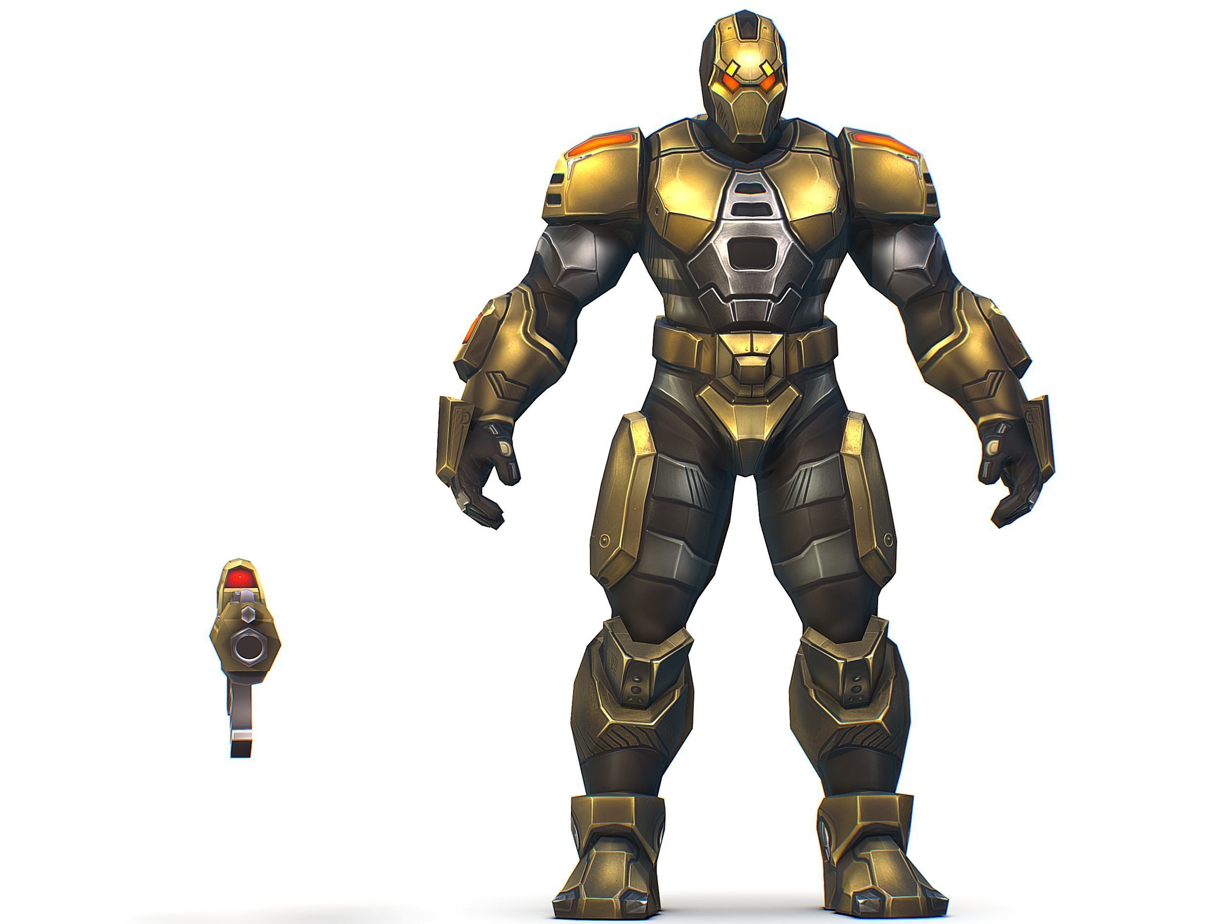 Cartoon Sci-Fi Cyborg Drone Trooper Bandit Low-poly 3D model_1