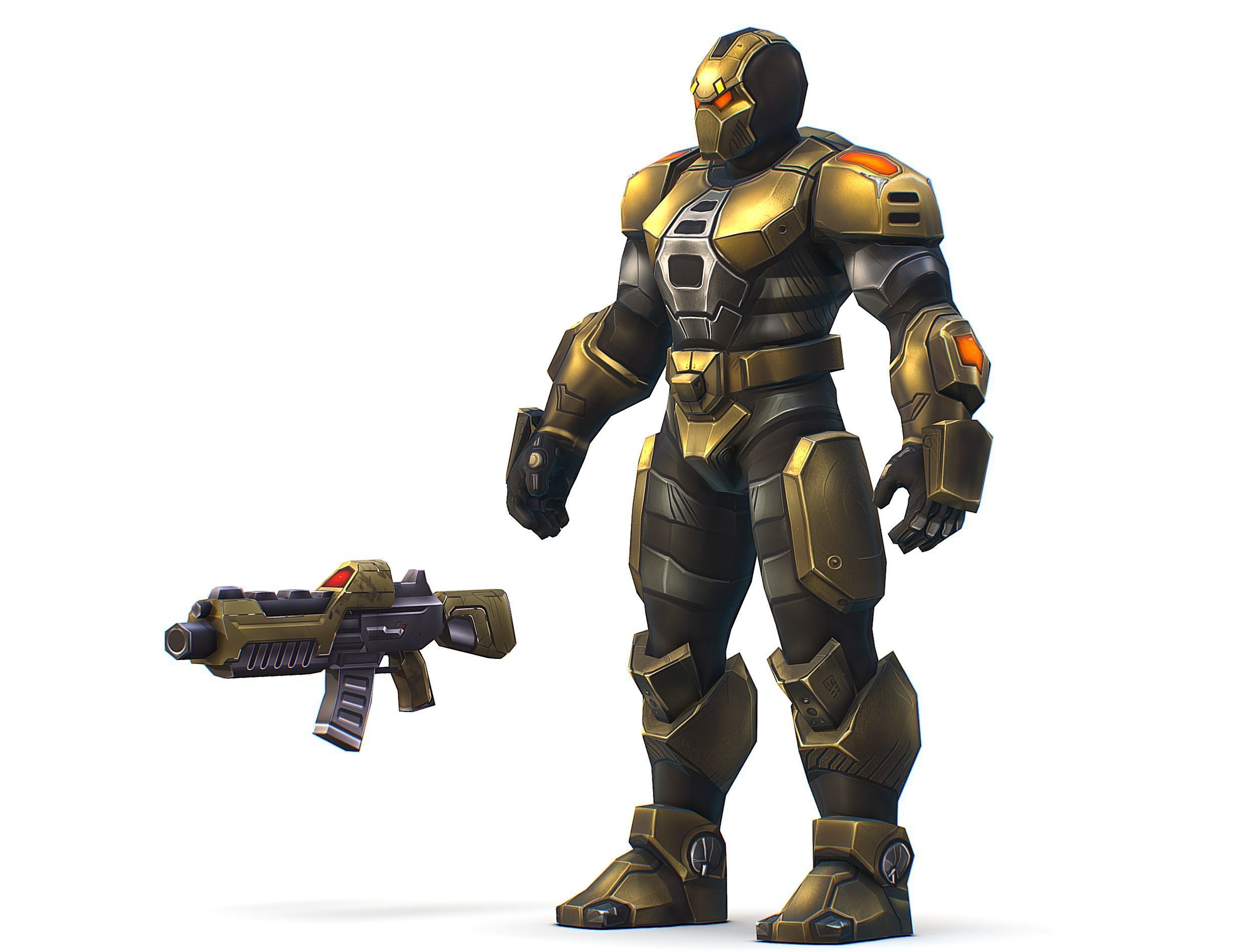 Cartoon Sci-Fi Cyborg Drone Trooper Bandit Low-poly 3D model_3