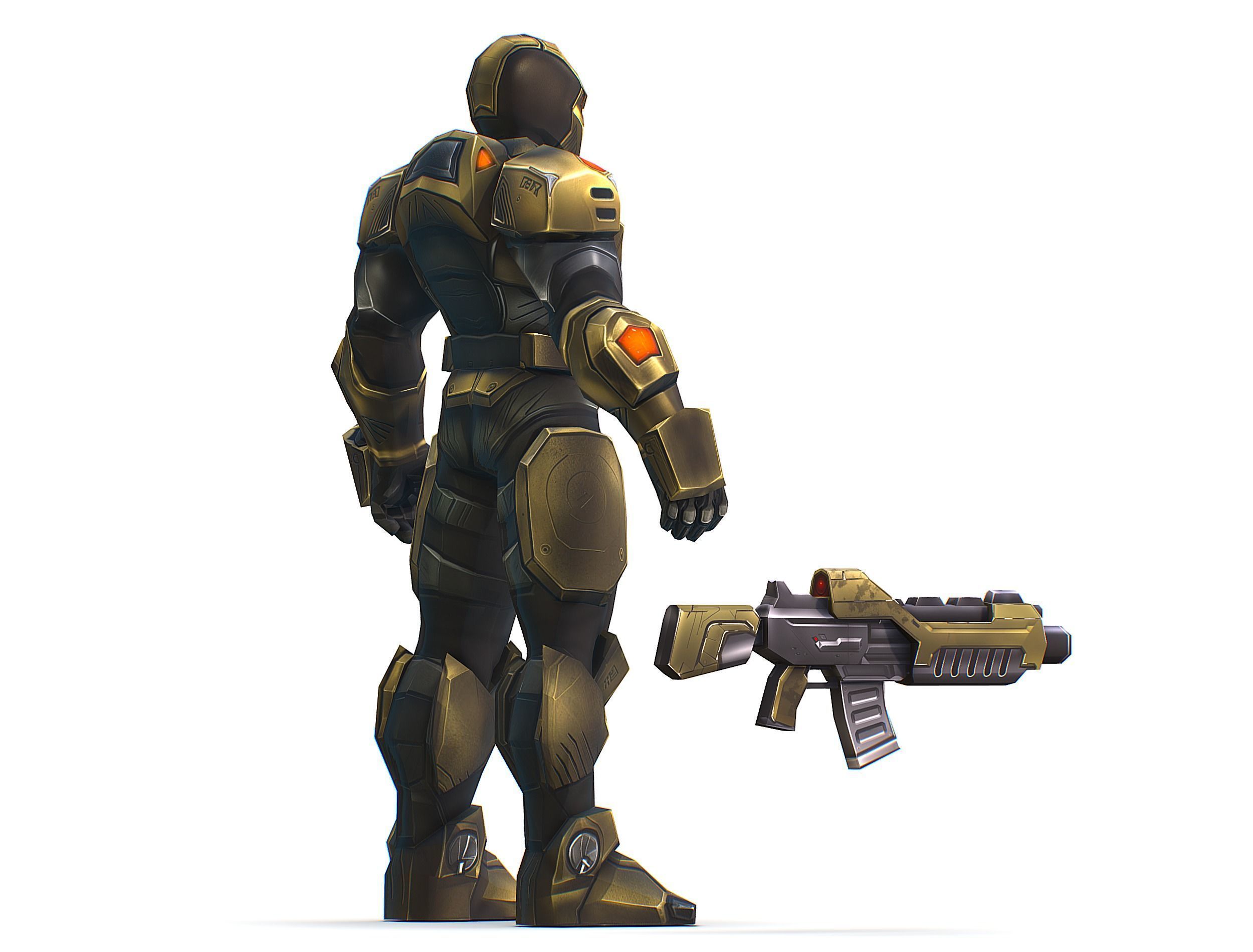 Cartoon Sci-Fi Cyborg Drone Trooper Bandit Low-poly 3D model_11