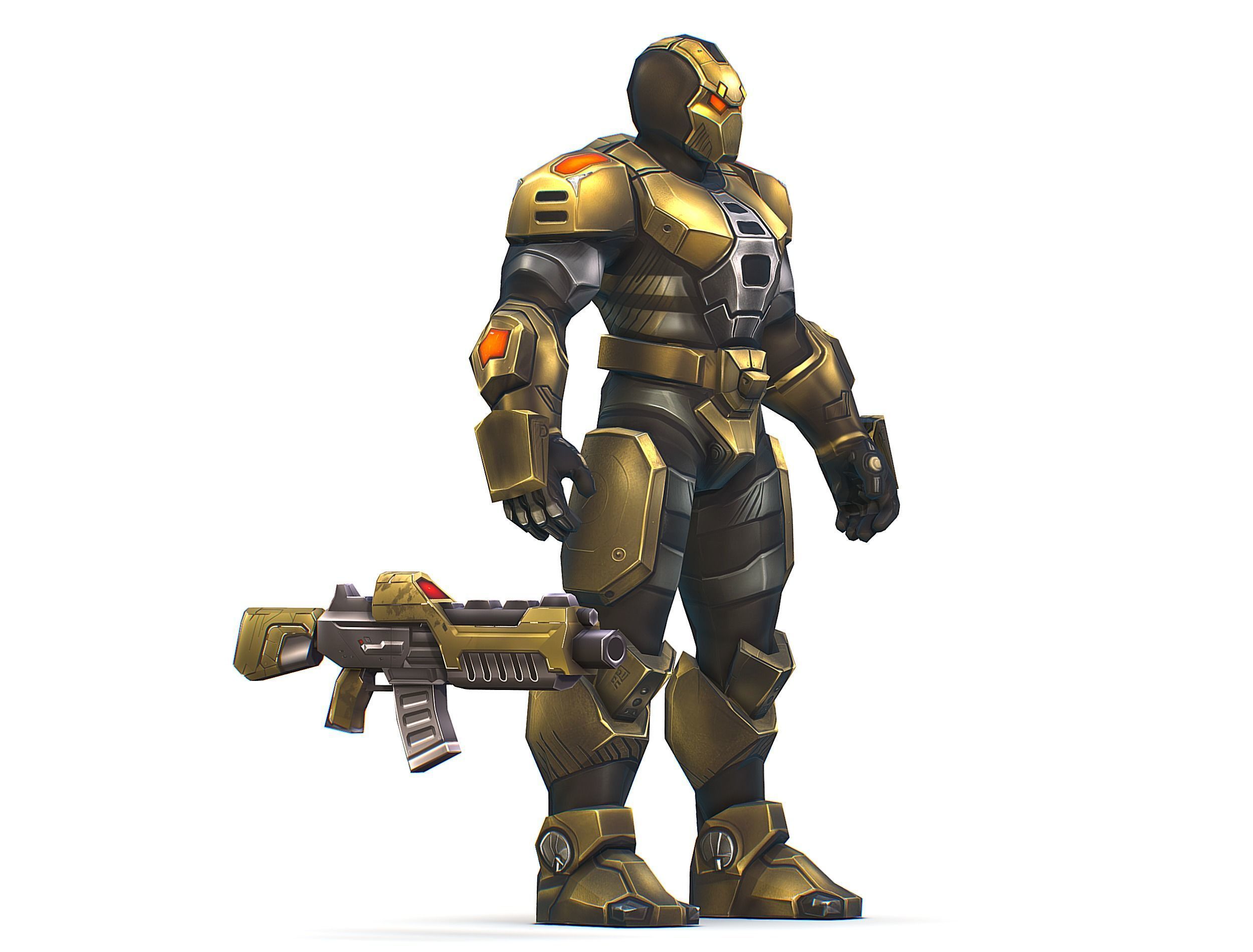 Cartoon Sci-Fi Cyborg Drone Trooper Bandit Low-poly 3D model_13