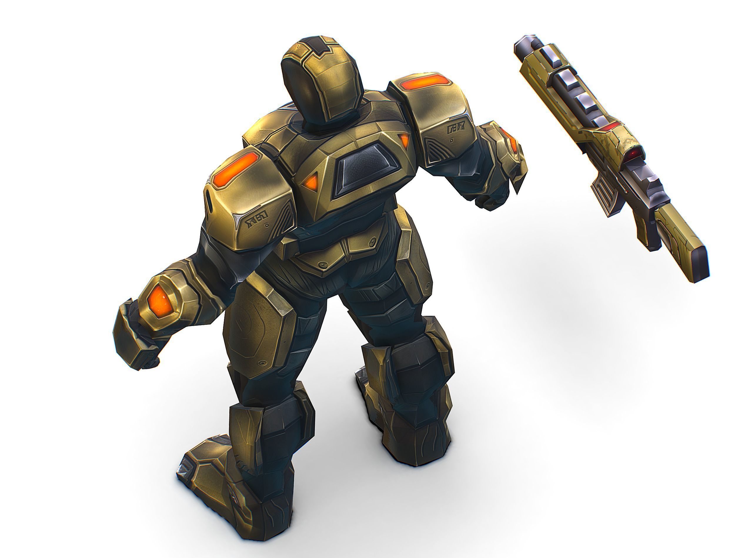 Cartoon Sci-Fi Cyborg Drone Trooper Bandit Low-poly 3D model_39