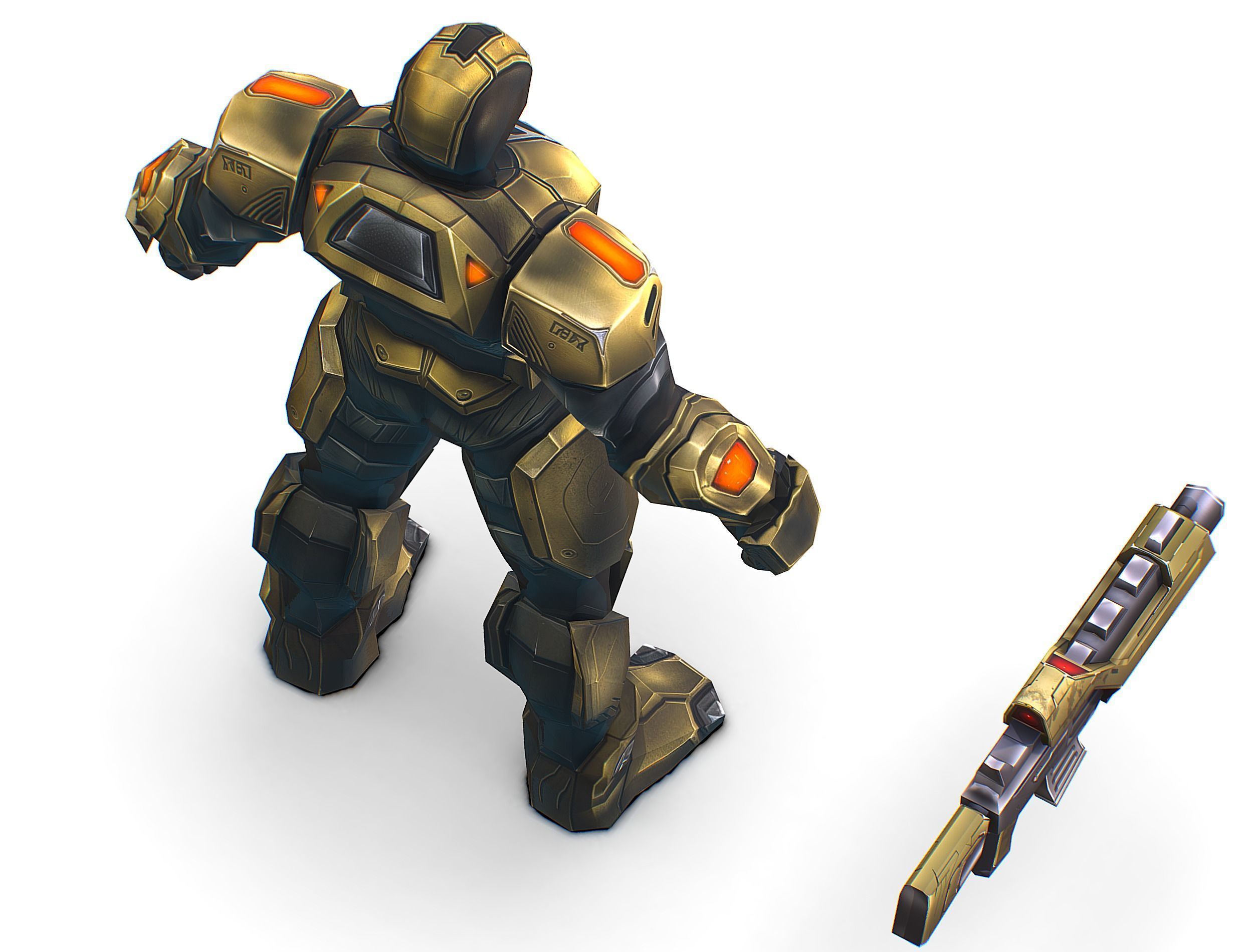 Cartoon Sci-Fi Cyborg Drone Trooper Bandit Low-poly 3D model_40