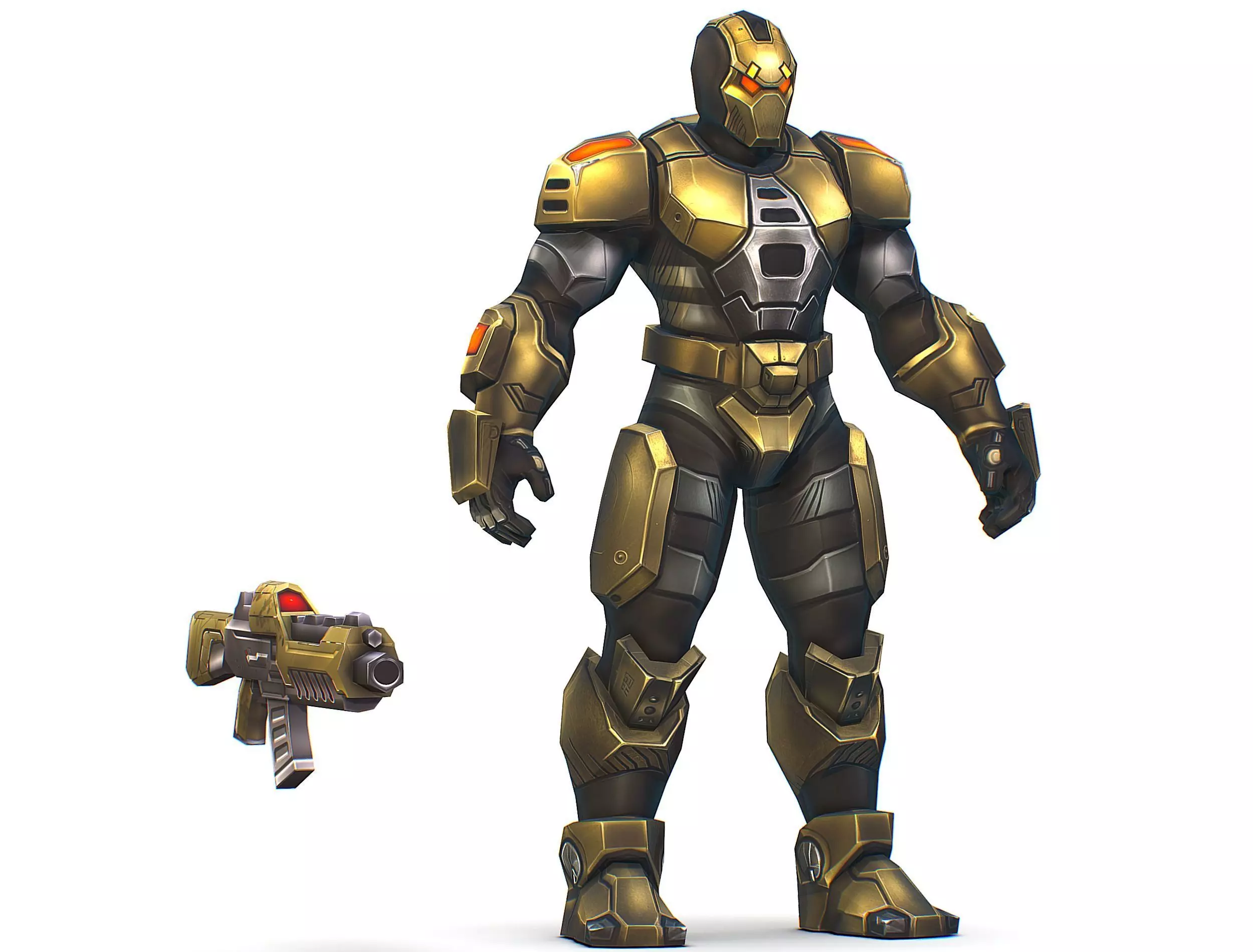 Cartoon Sci-Fi Cyborg Drone Trooper Bandit Low-poly 3D model_0