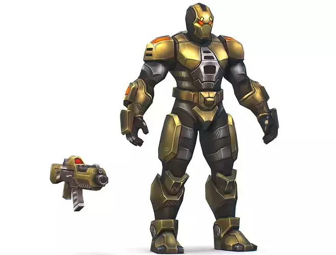 Cartoon Sci-Fi Cyborg Drone Trooper Bandit Low-poly 3D model